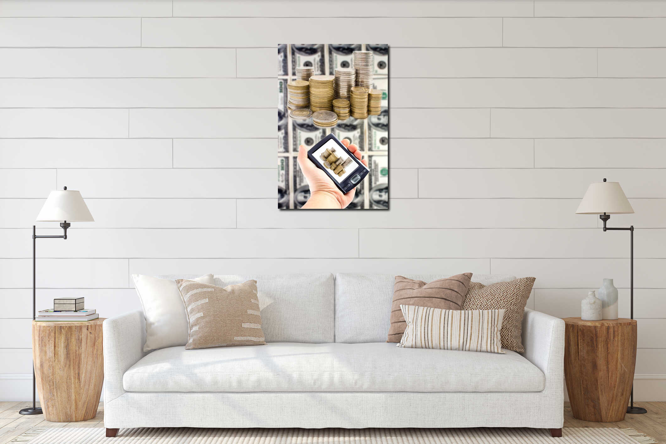 Canvas hanging interior mockup