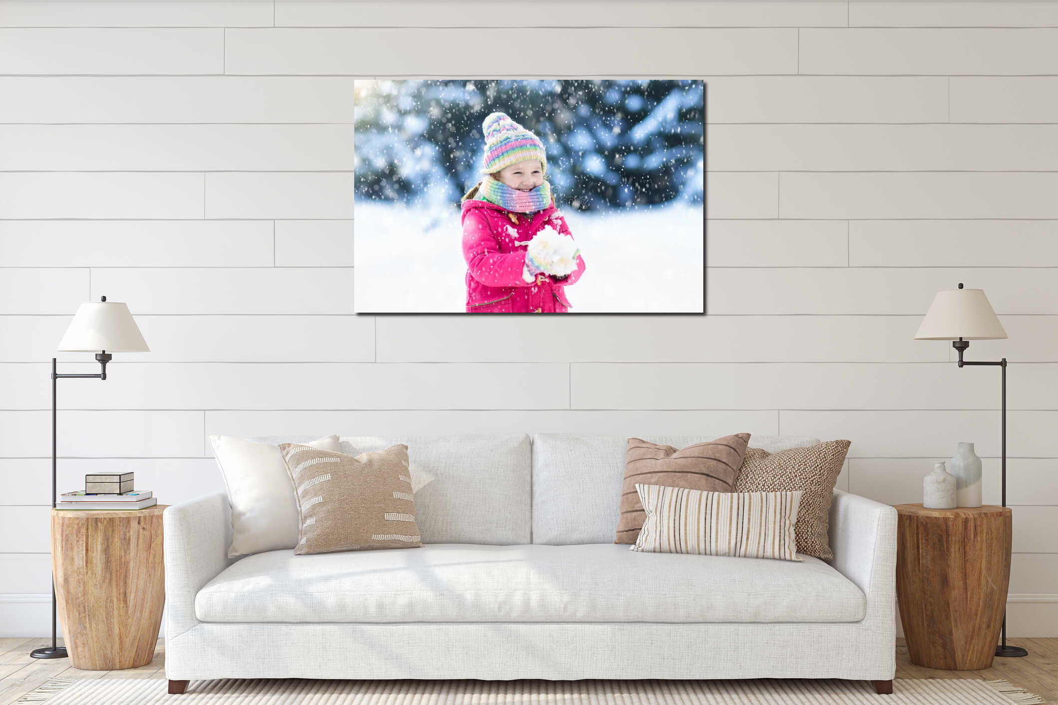 Canvas hanging interior mockup