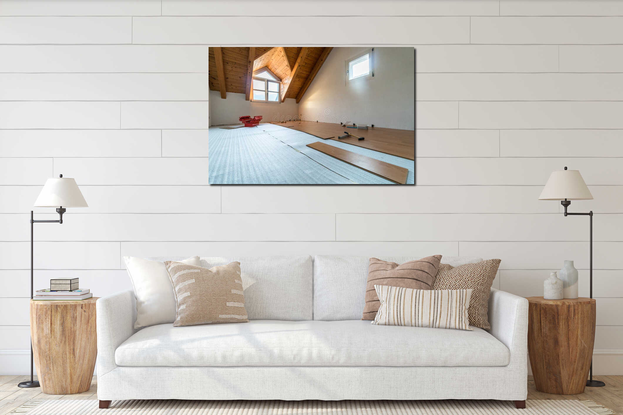 Canvas hanging interior mockup