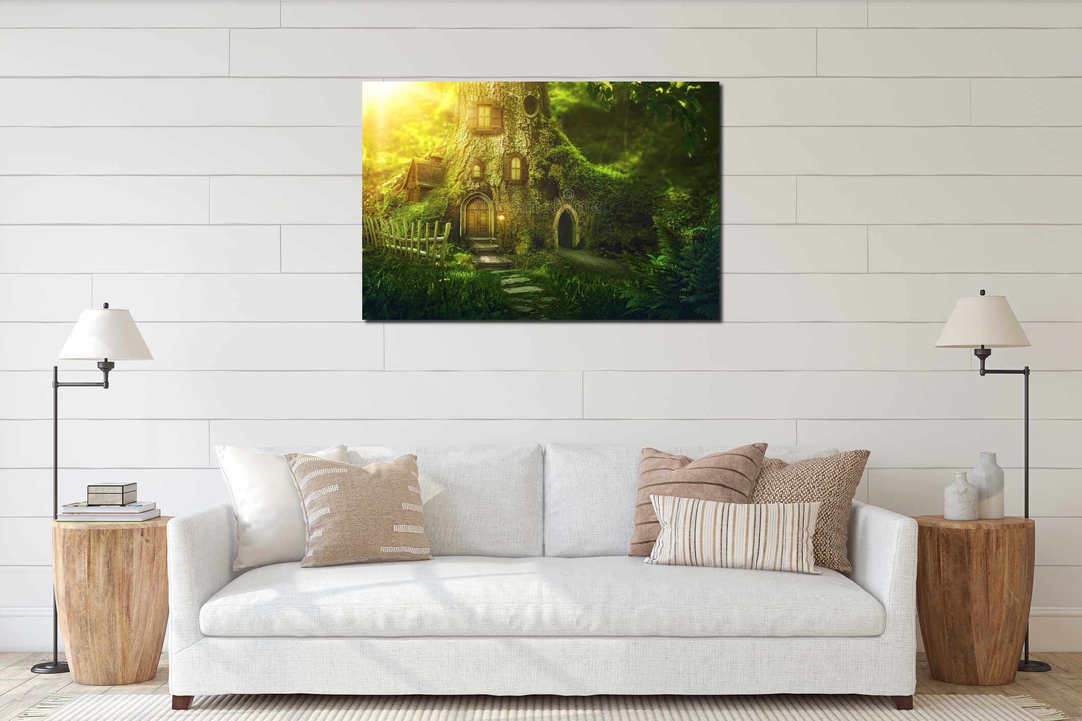 Canvas hanging interior mockup