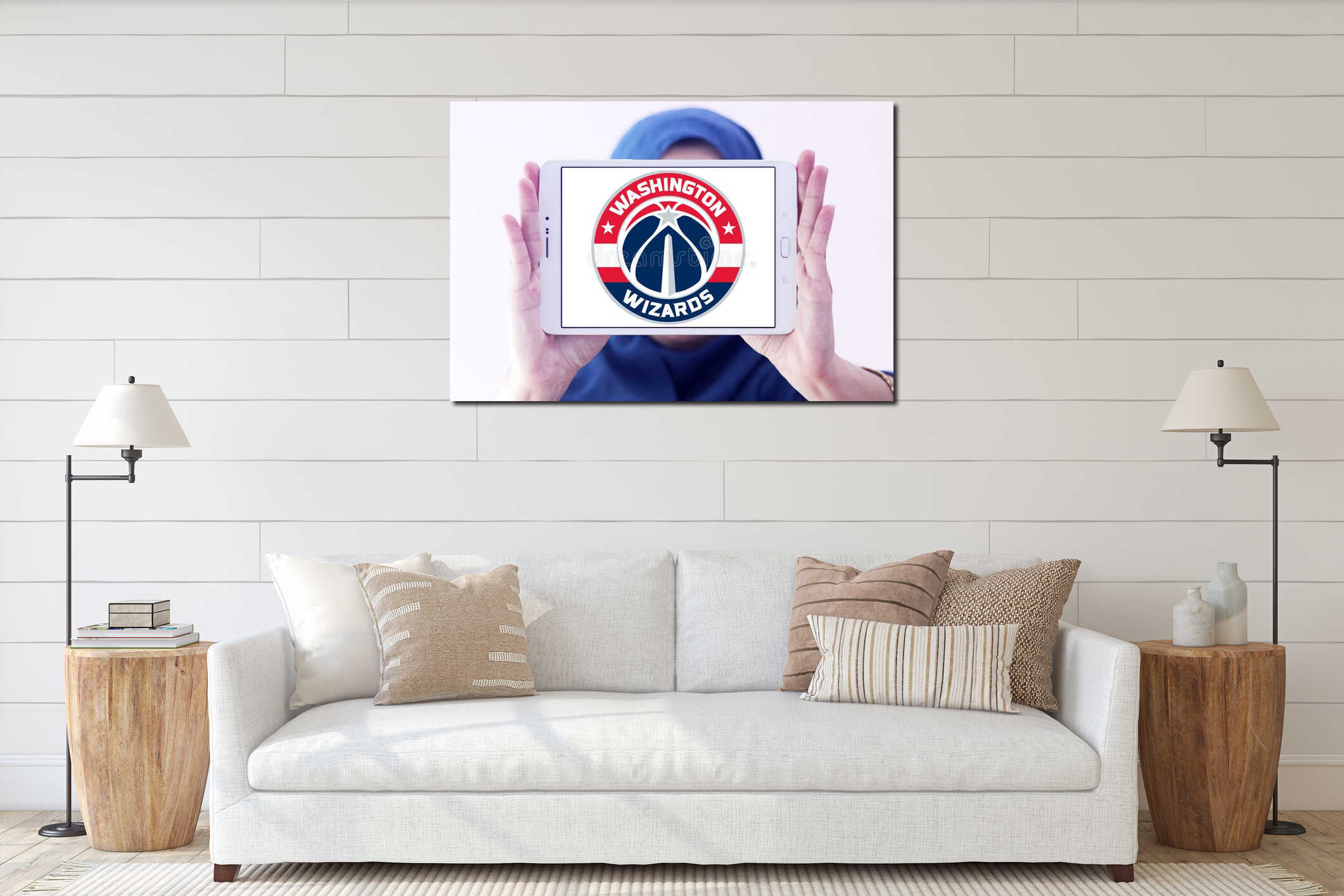 Canvas hanging interior mockup