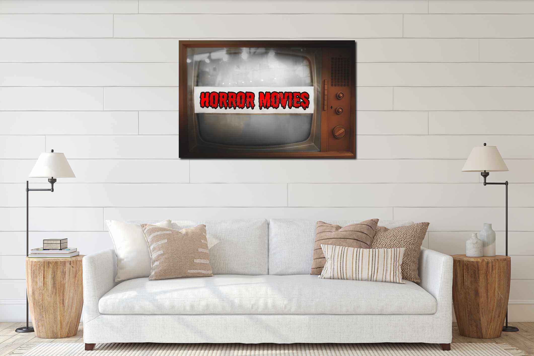 Canvas hanging interior mockup