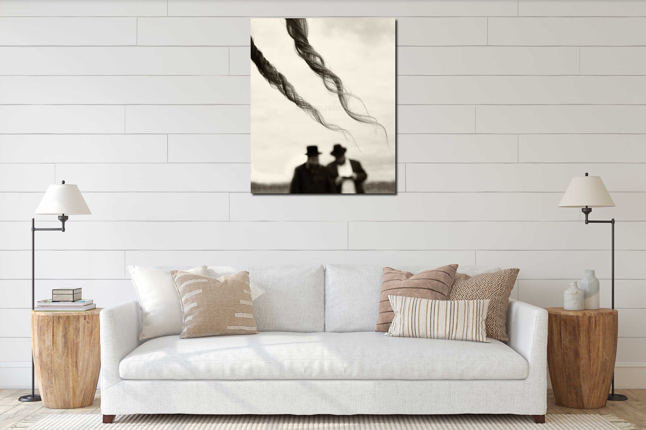 Canvas hanging interior mockup