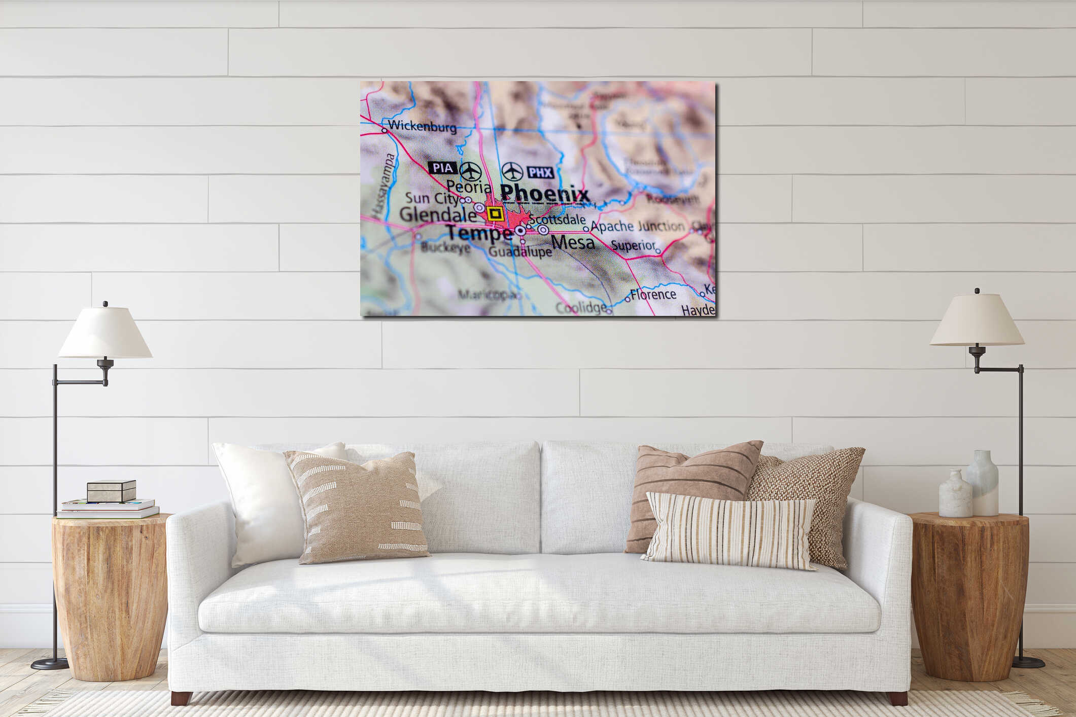 Canvas hanging interior mockup