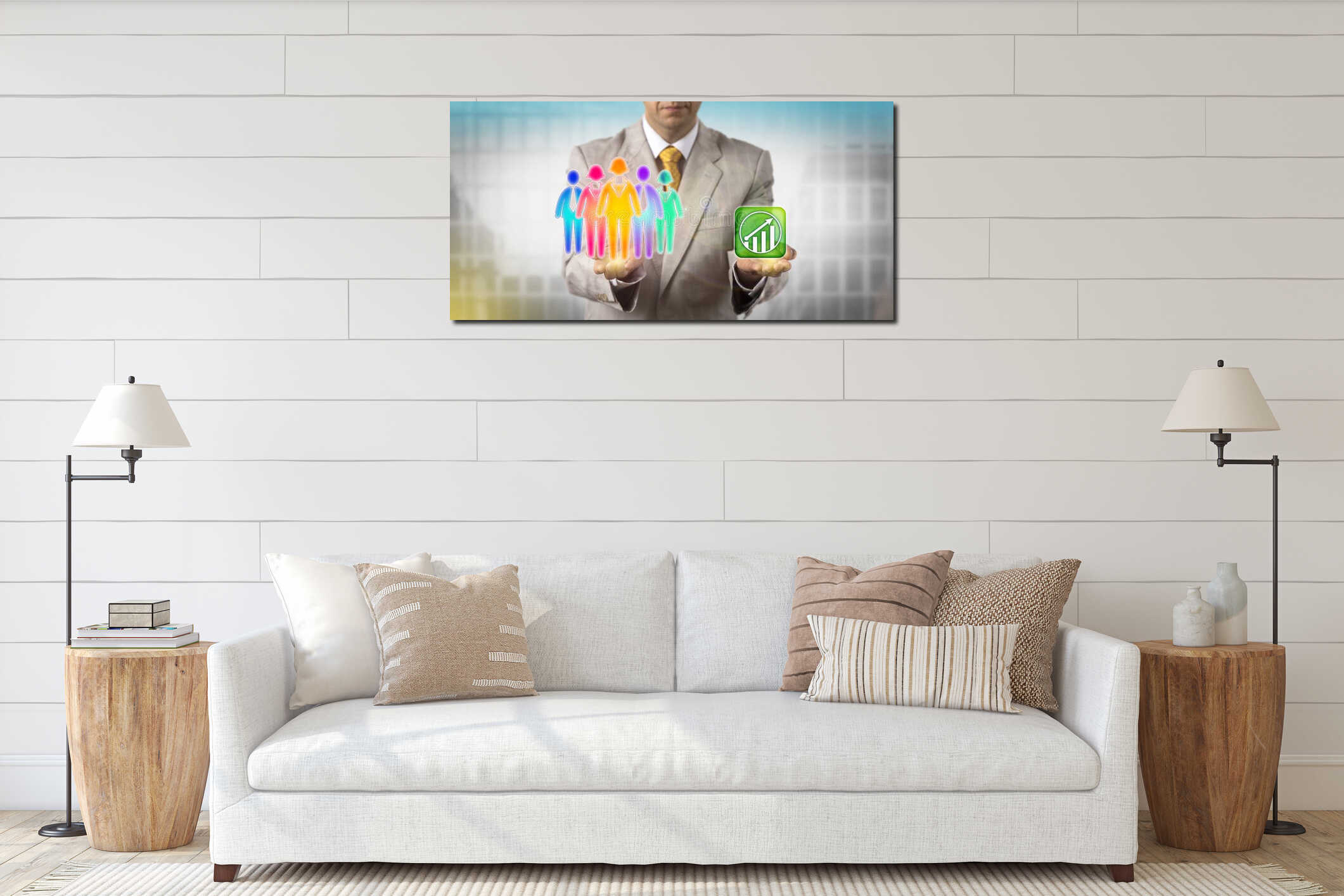 Canvas hanging interior mockup