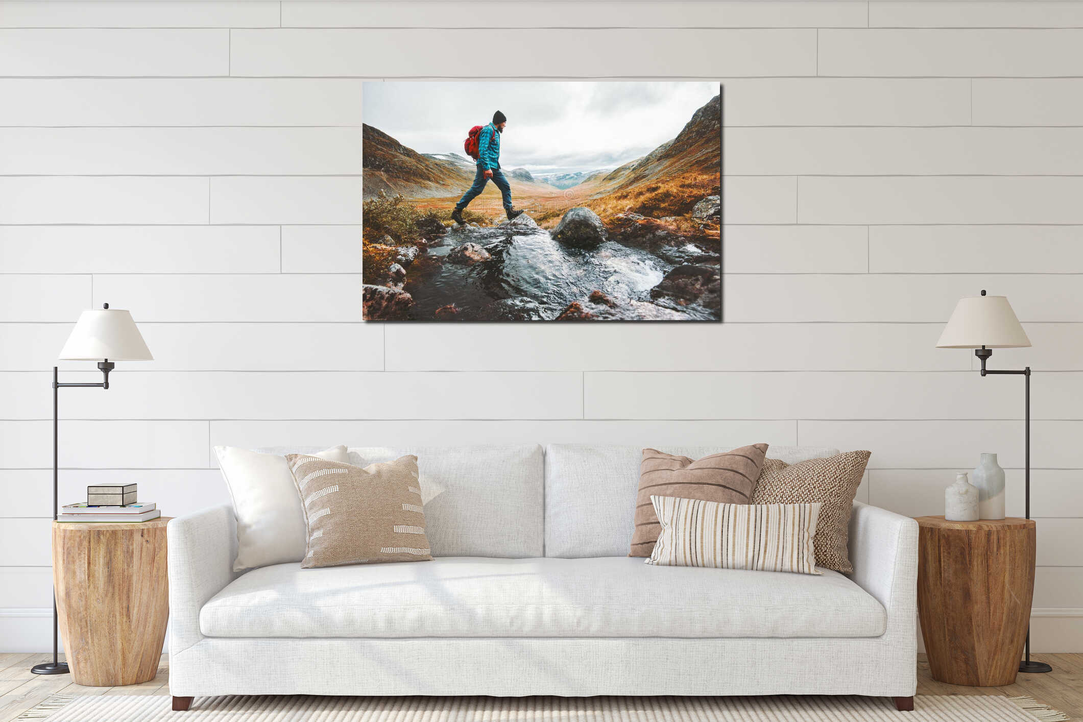 Canvas hanging interior mockup