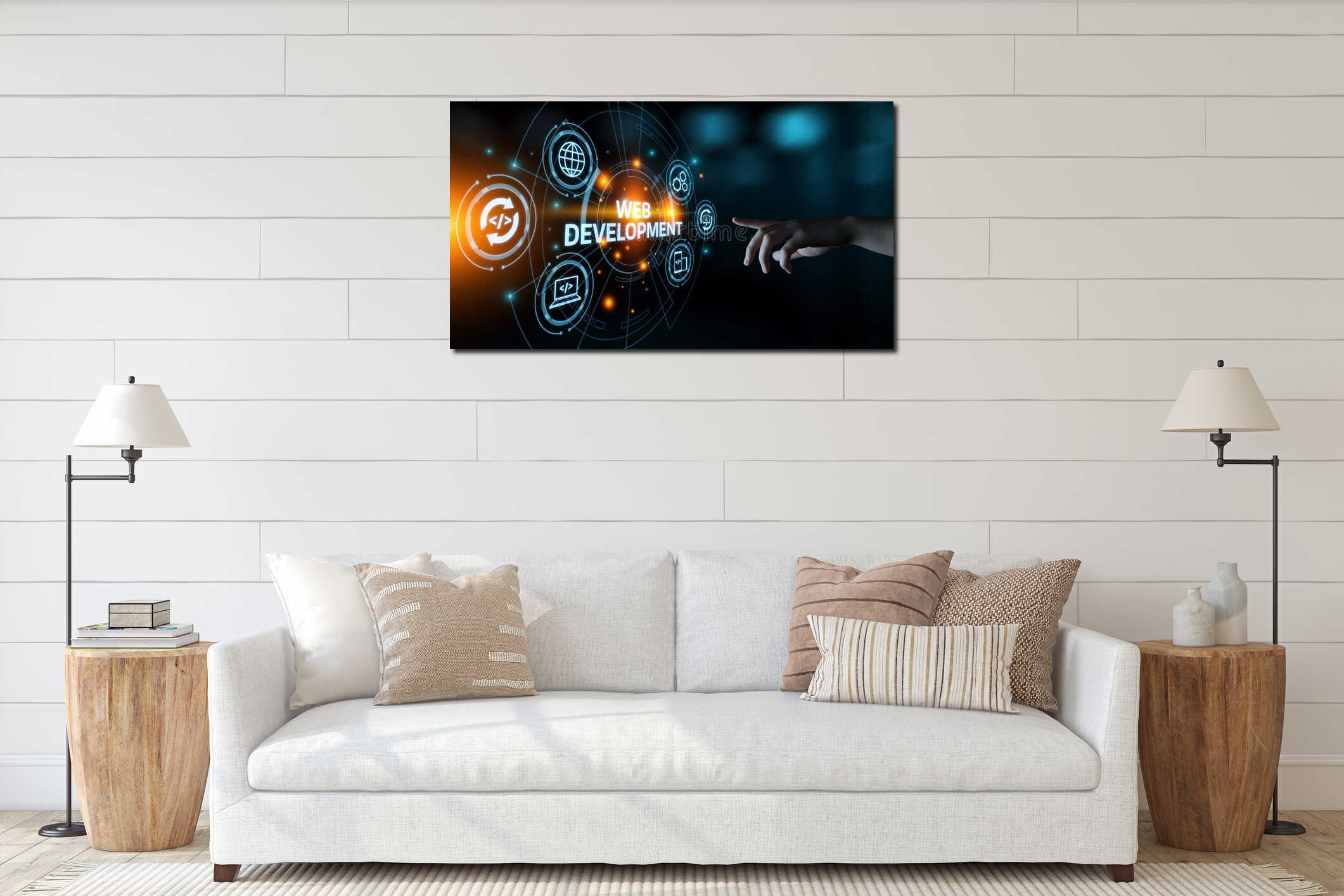Canvas hanging interior mockup