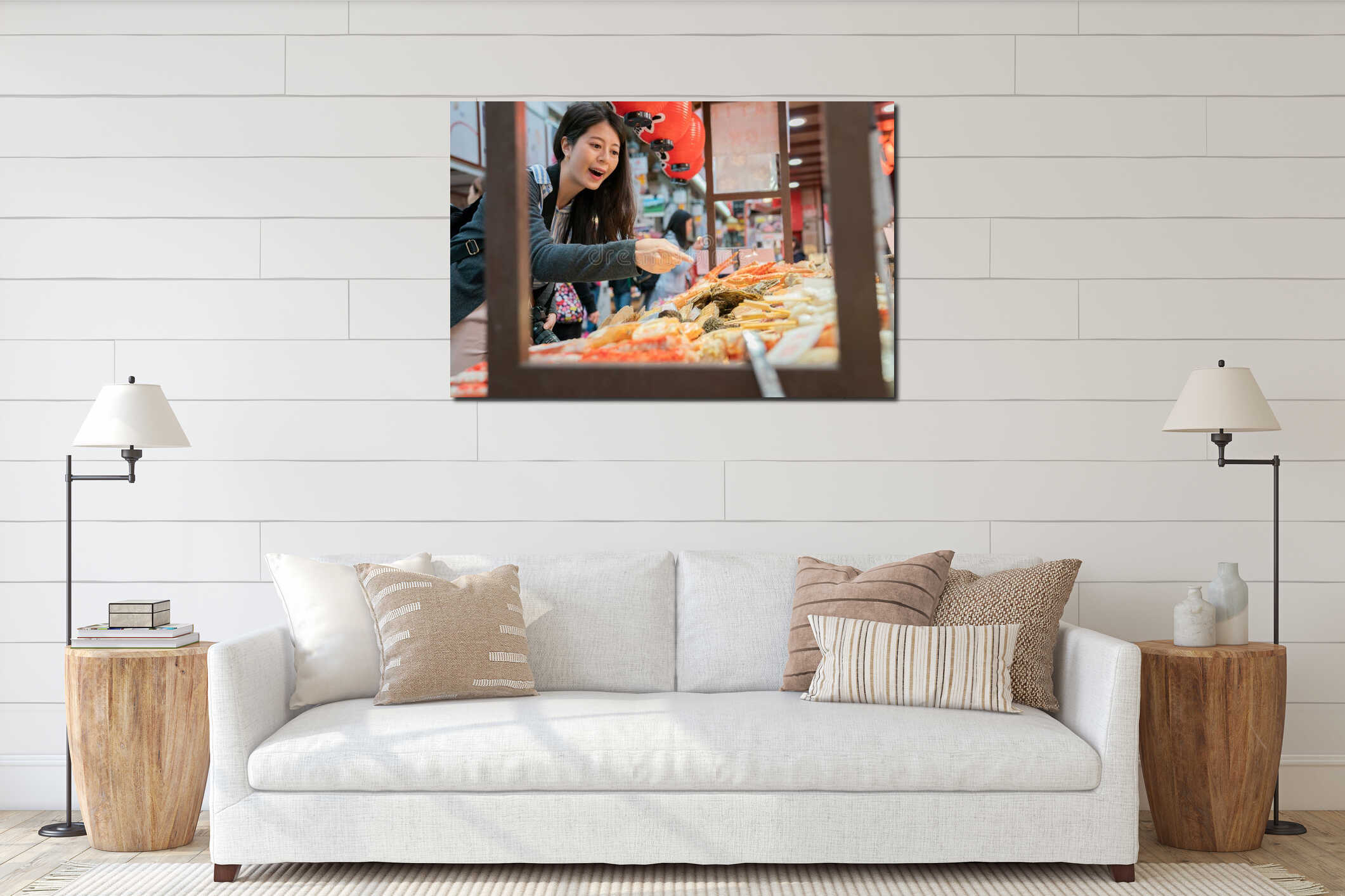 Canvas hanging interior mockup
