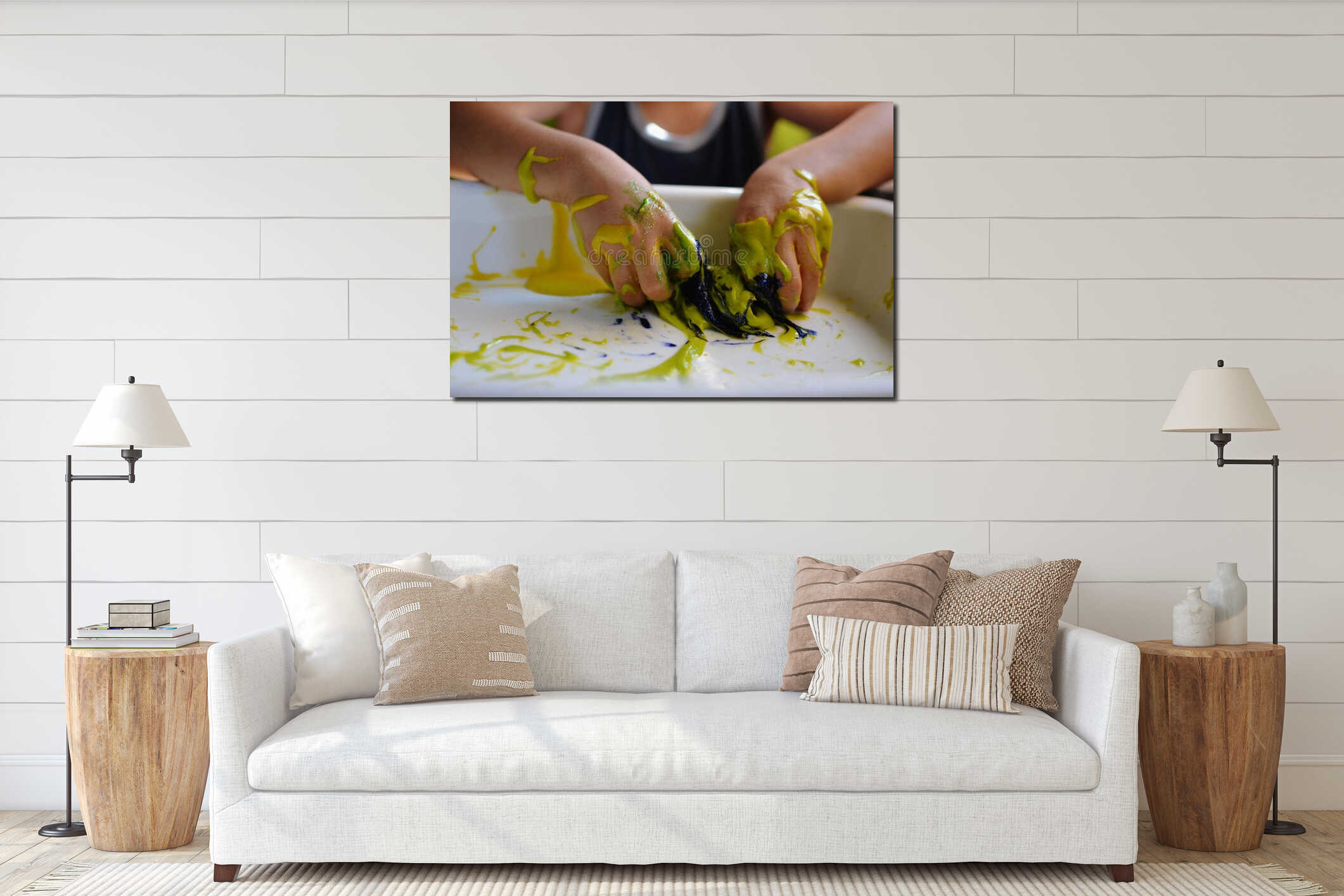 Canvas hanging interior mockup