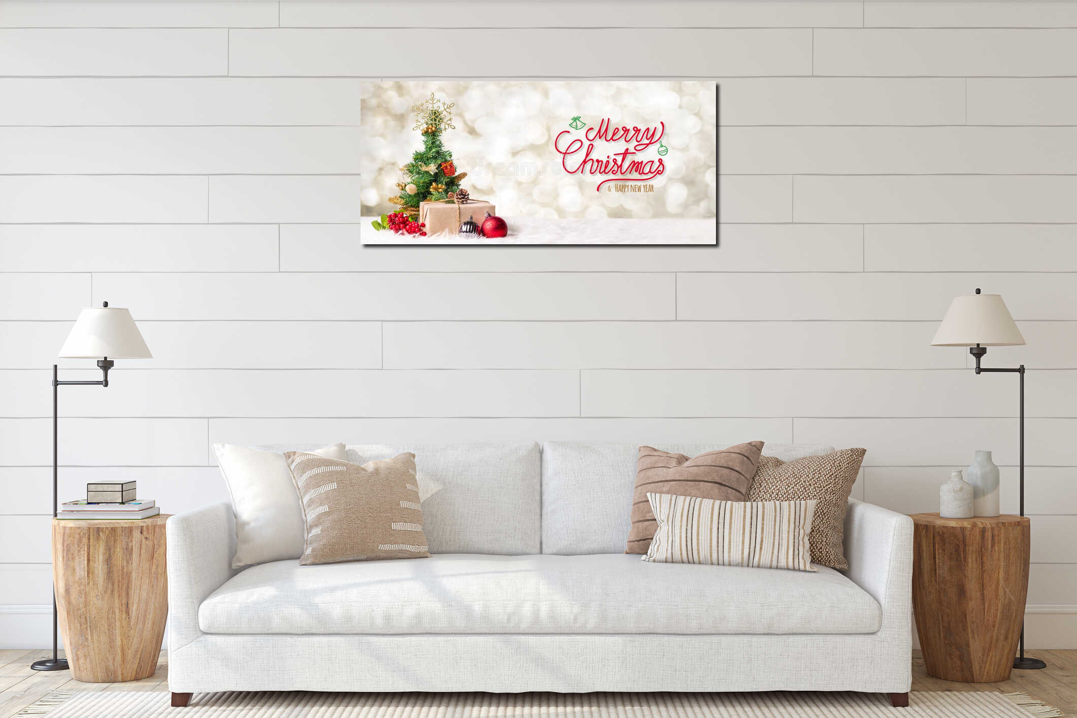 Canvas hanging interior mockup