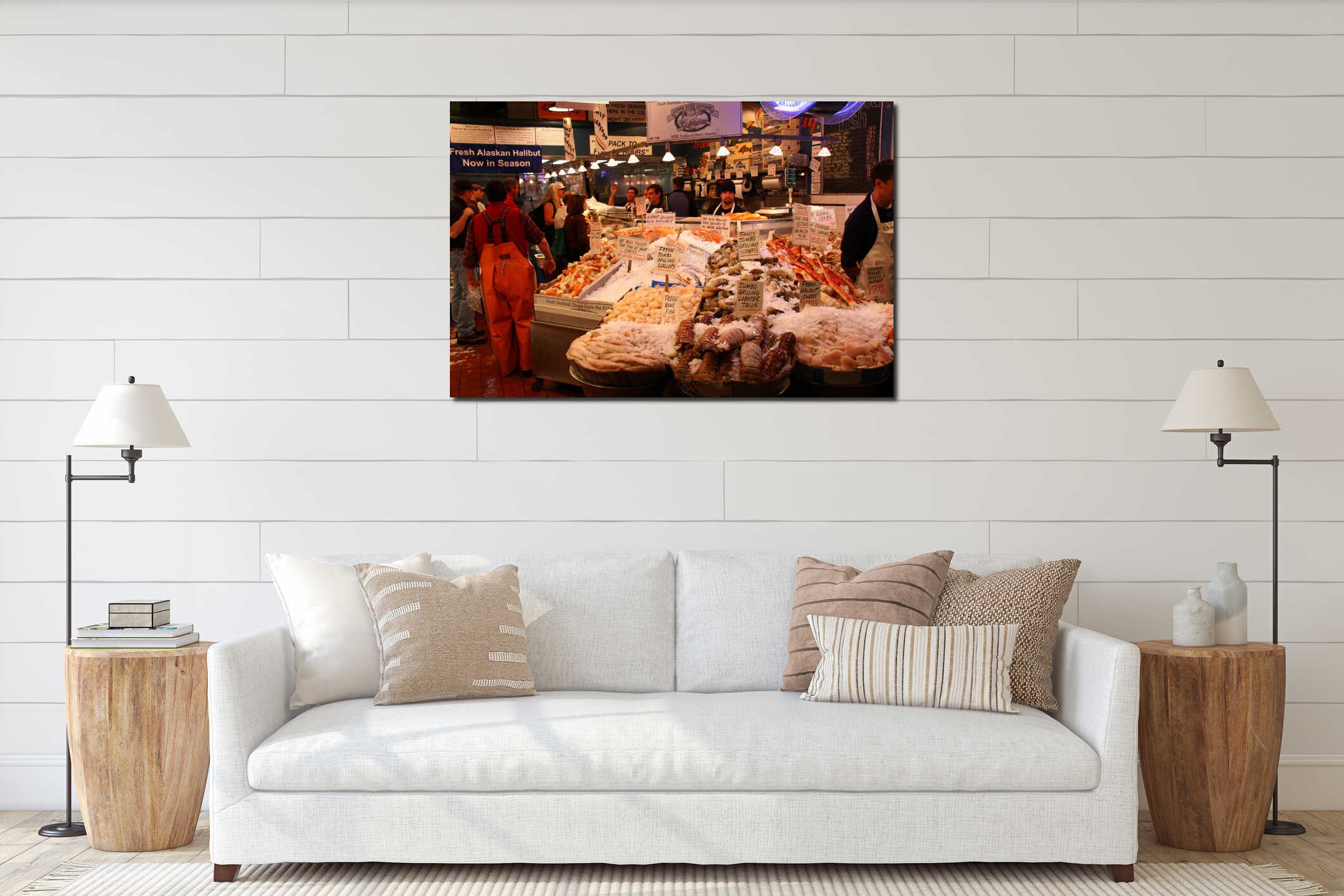 Canvas hanging interior mockup