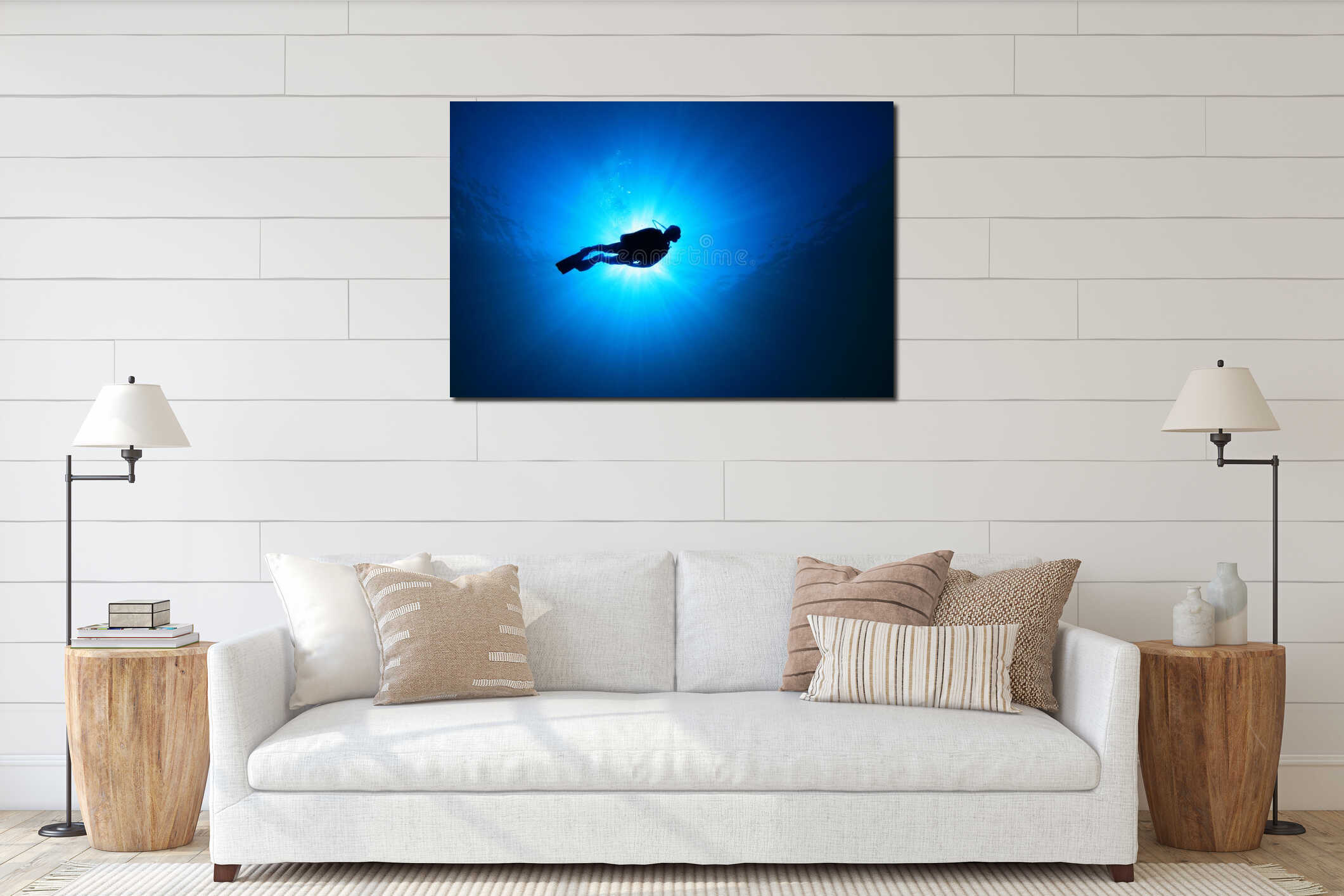 Canvas hanging interior mockup