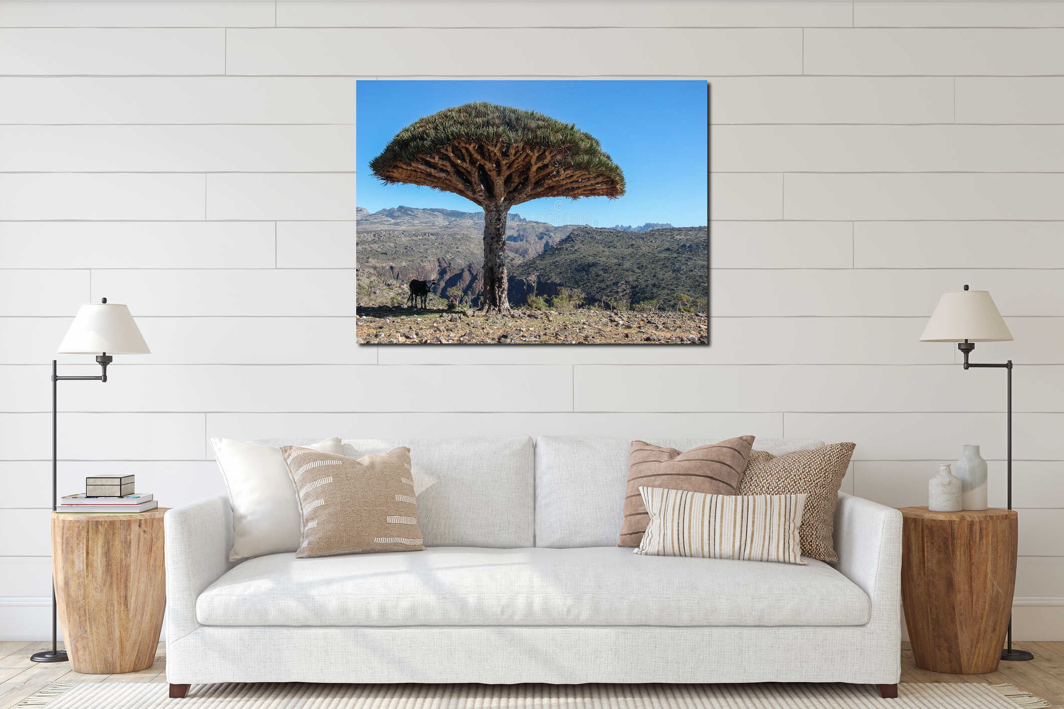 Canvas hanging interior mockup