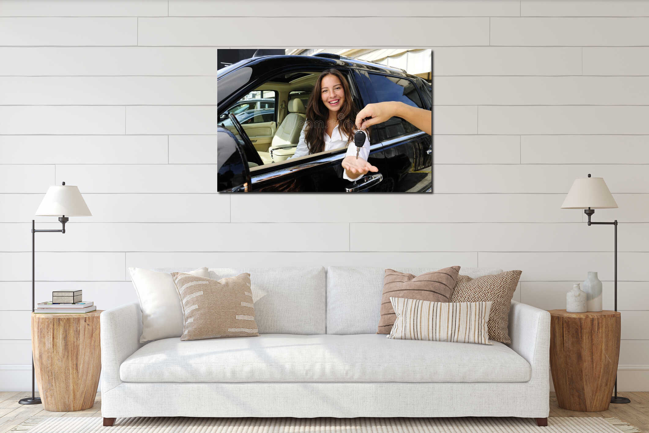 Canvas hanging interior mockup