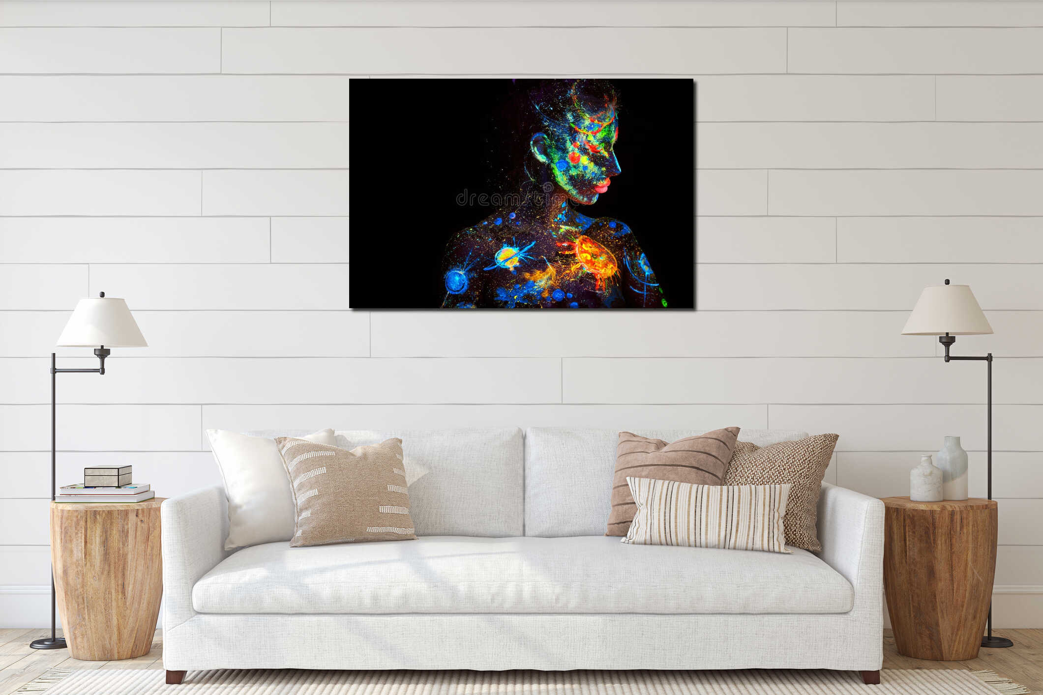 Canvas hanging interior mockup