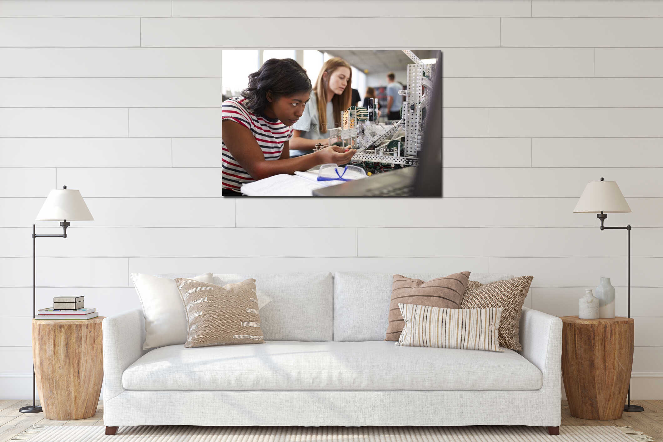 Canvas hanging interior mockup
