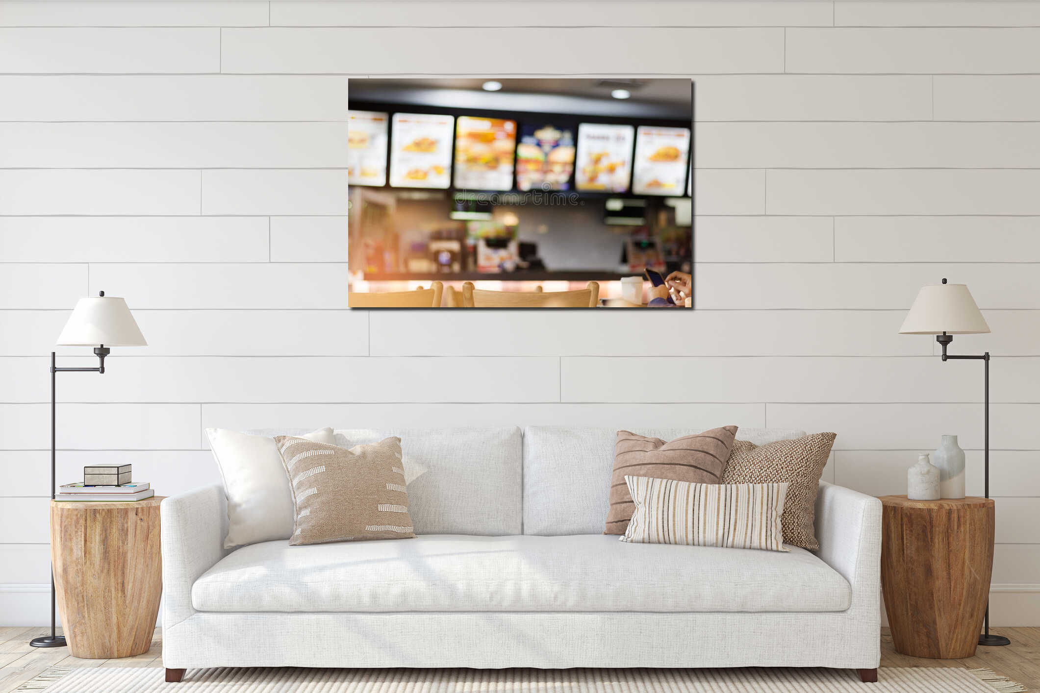 Canvas hanging interior mockup