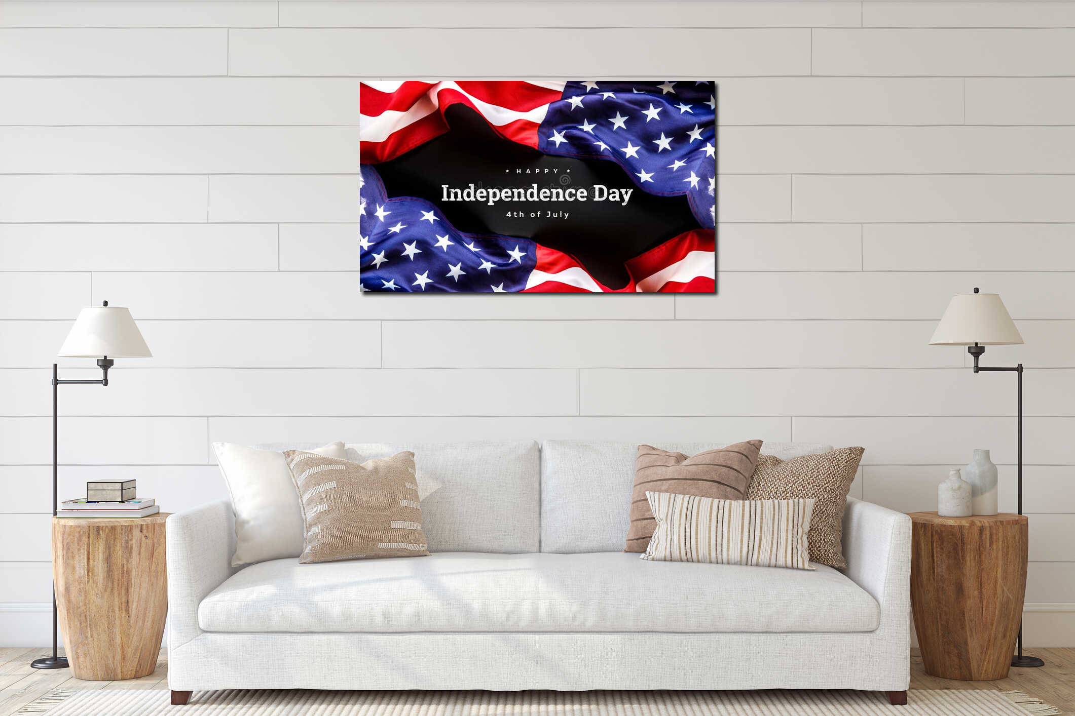 Canvas hanging interior mockup