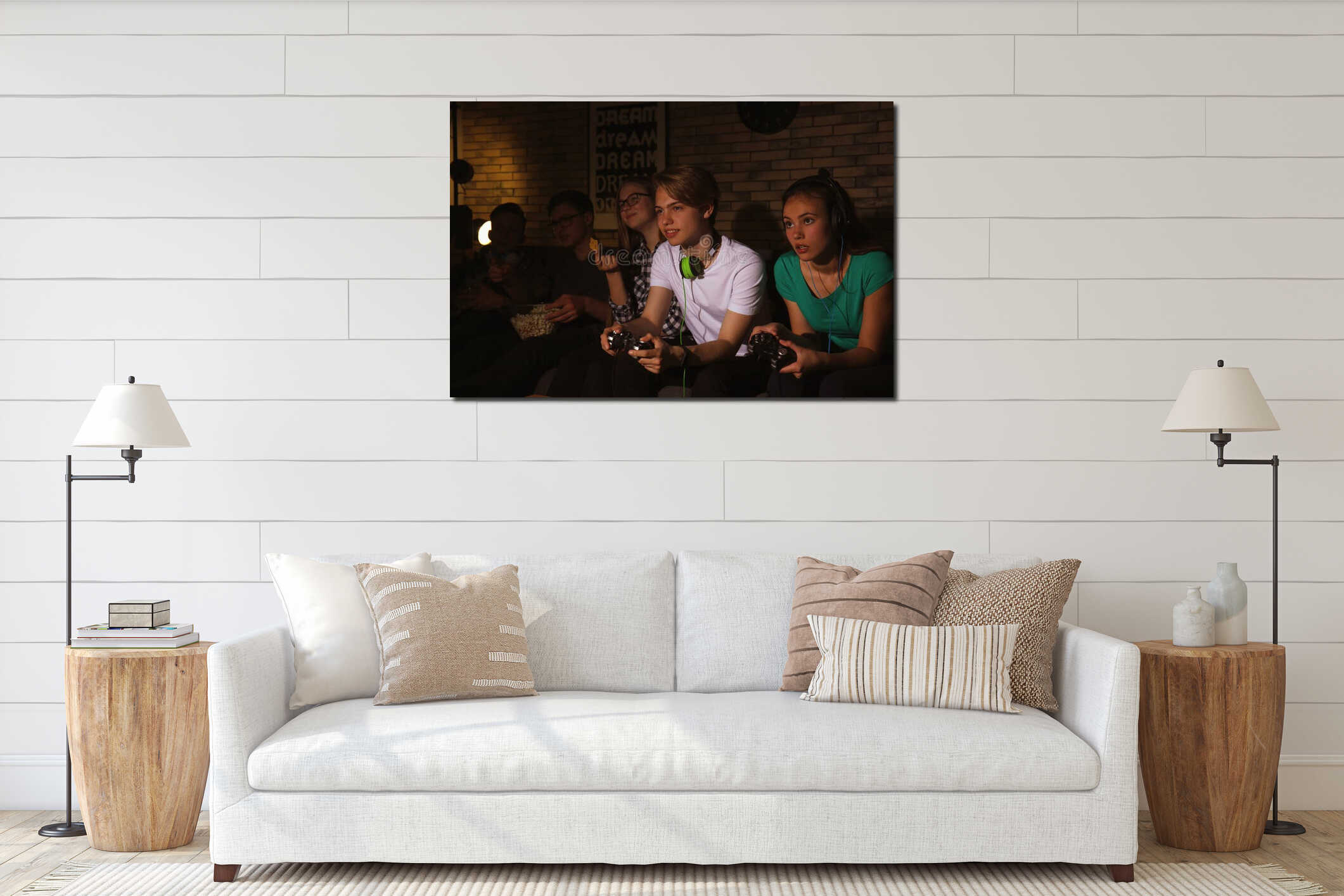 Canvas hanging interior mockup