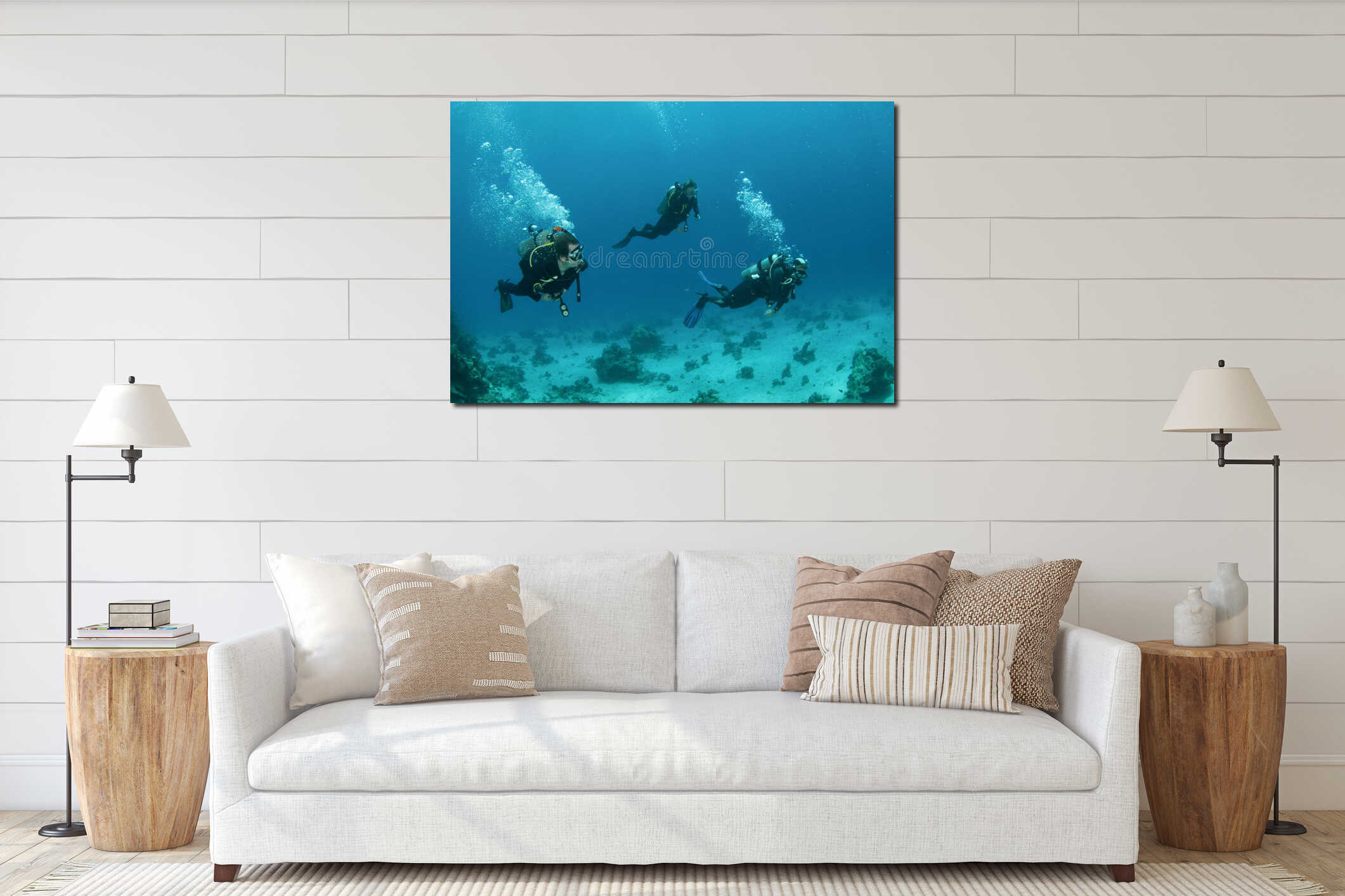 Canvas hanging interior mockup