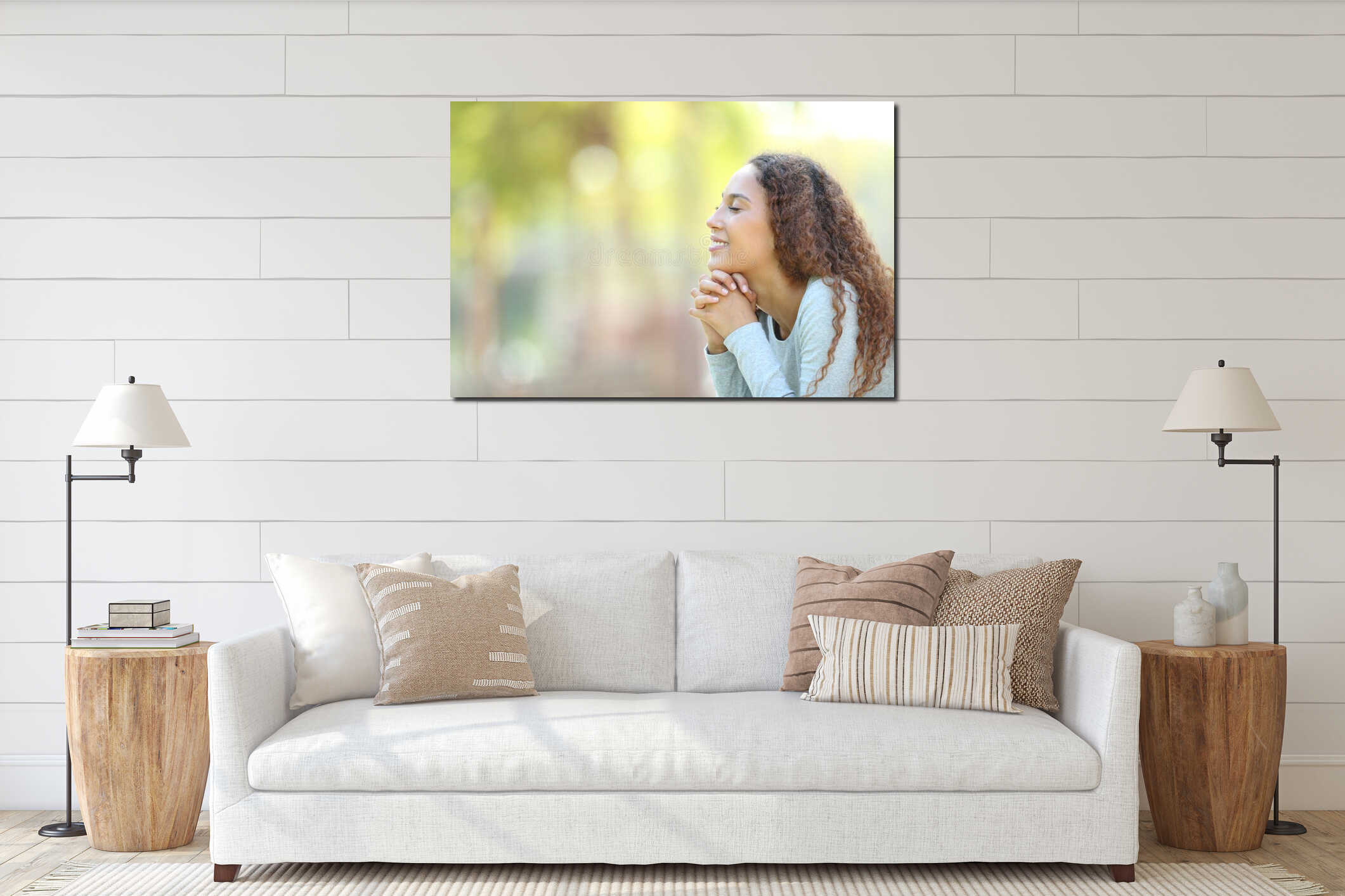Canvas hanging interior mockup