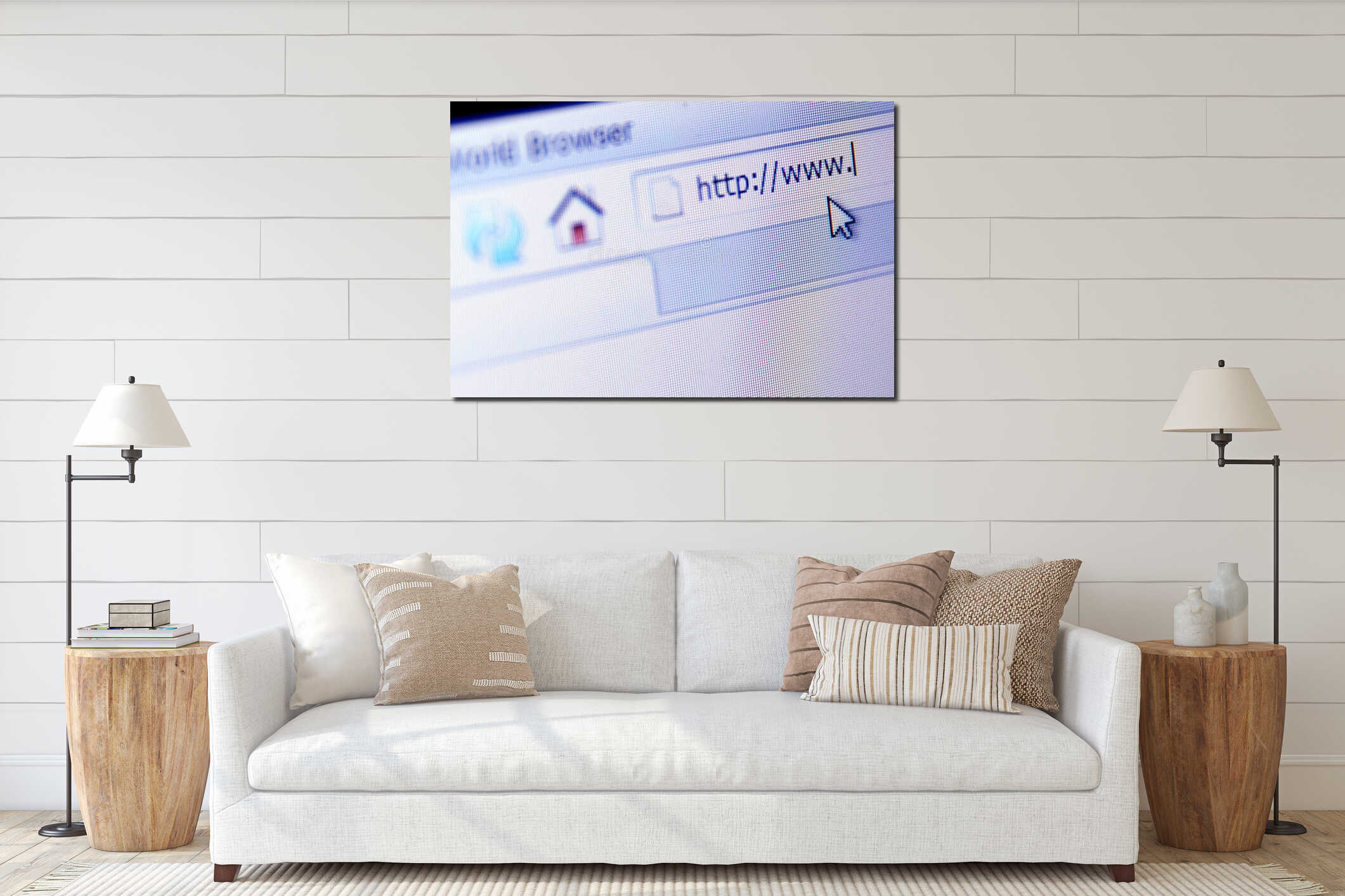 Canvas hanging interior mockup