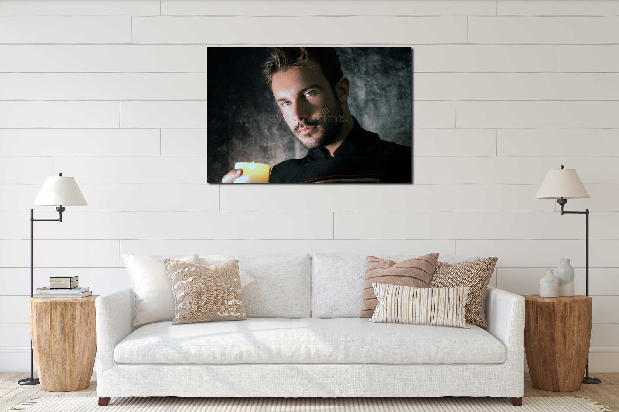 Canvas hanging interior mockup