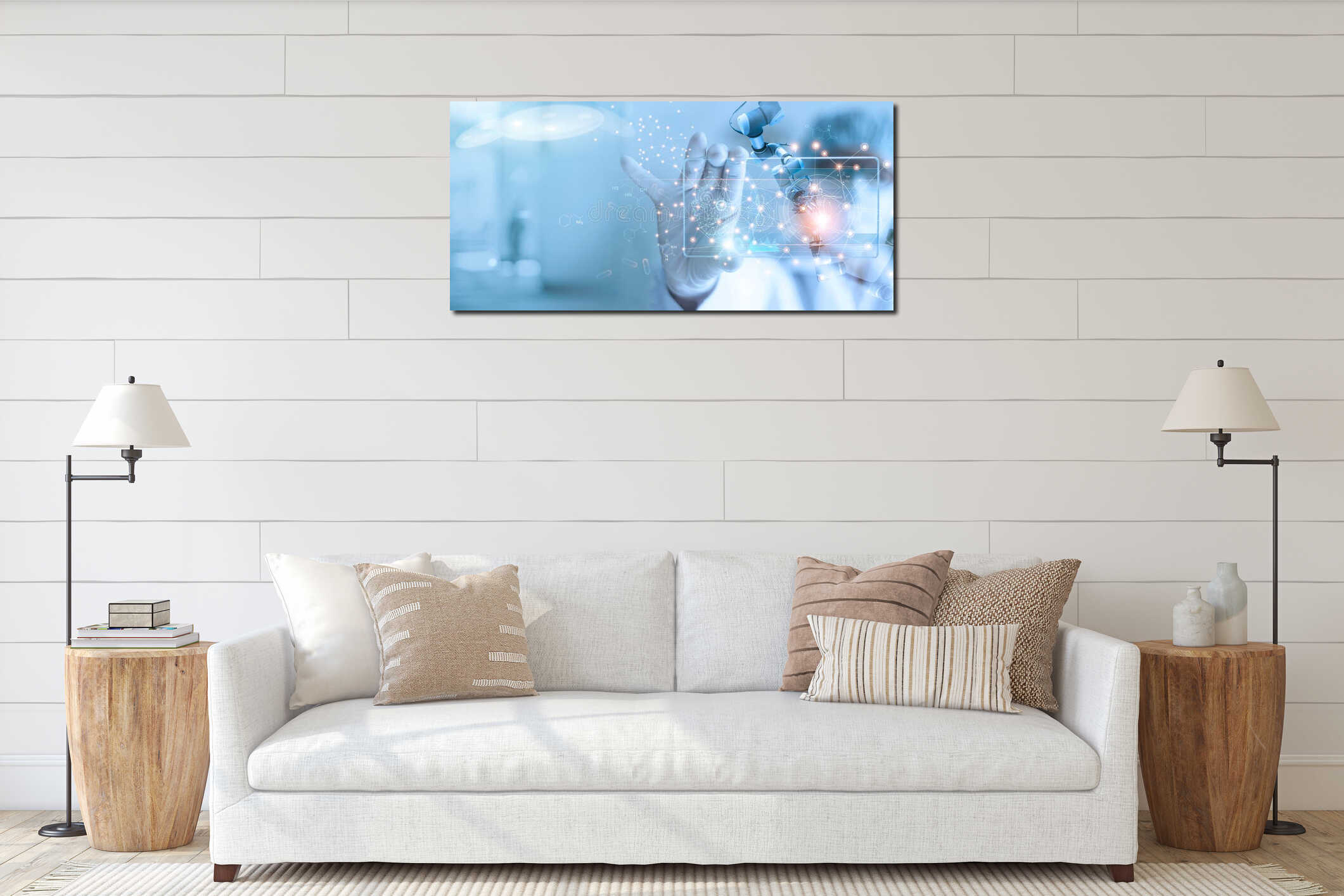 Canvas hanging interior mockup