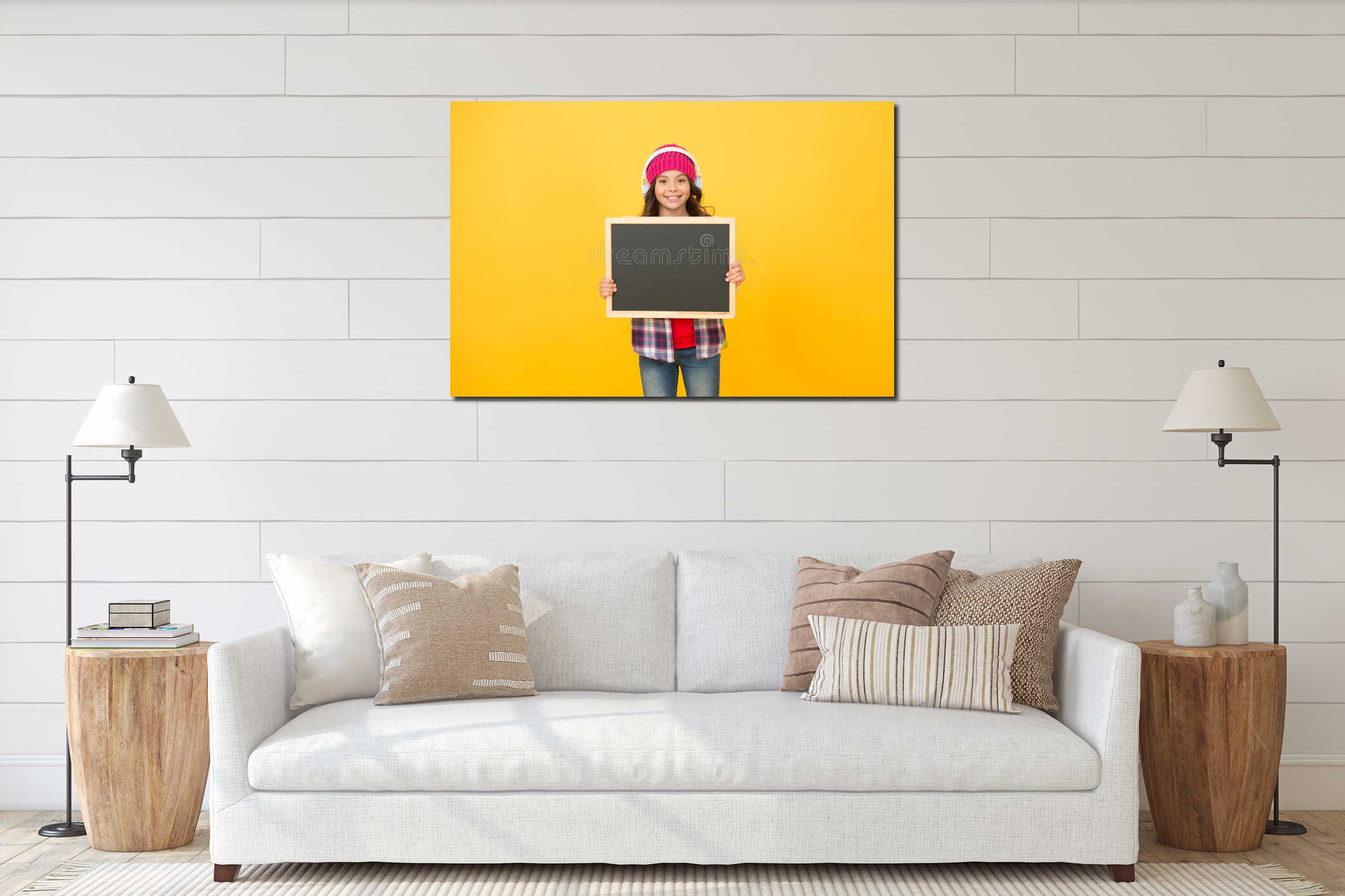 Canvas hanging interior mockup