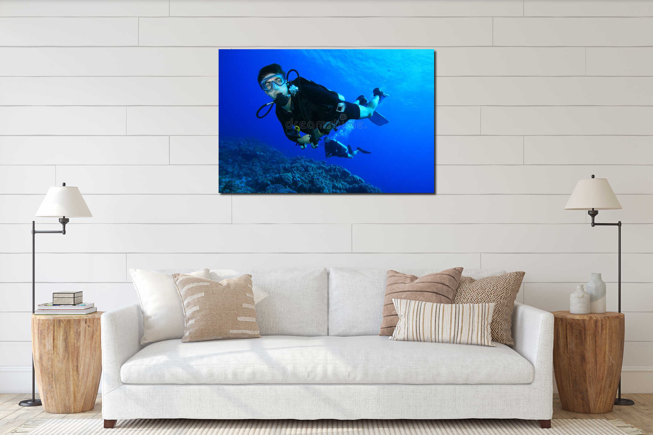 Canvas hanging interior mockup