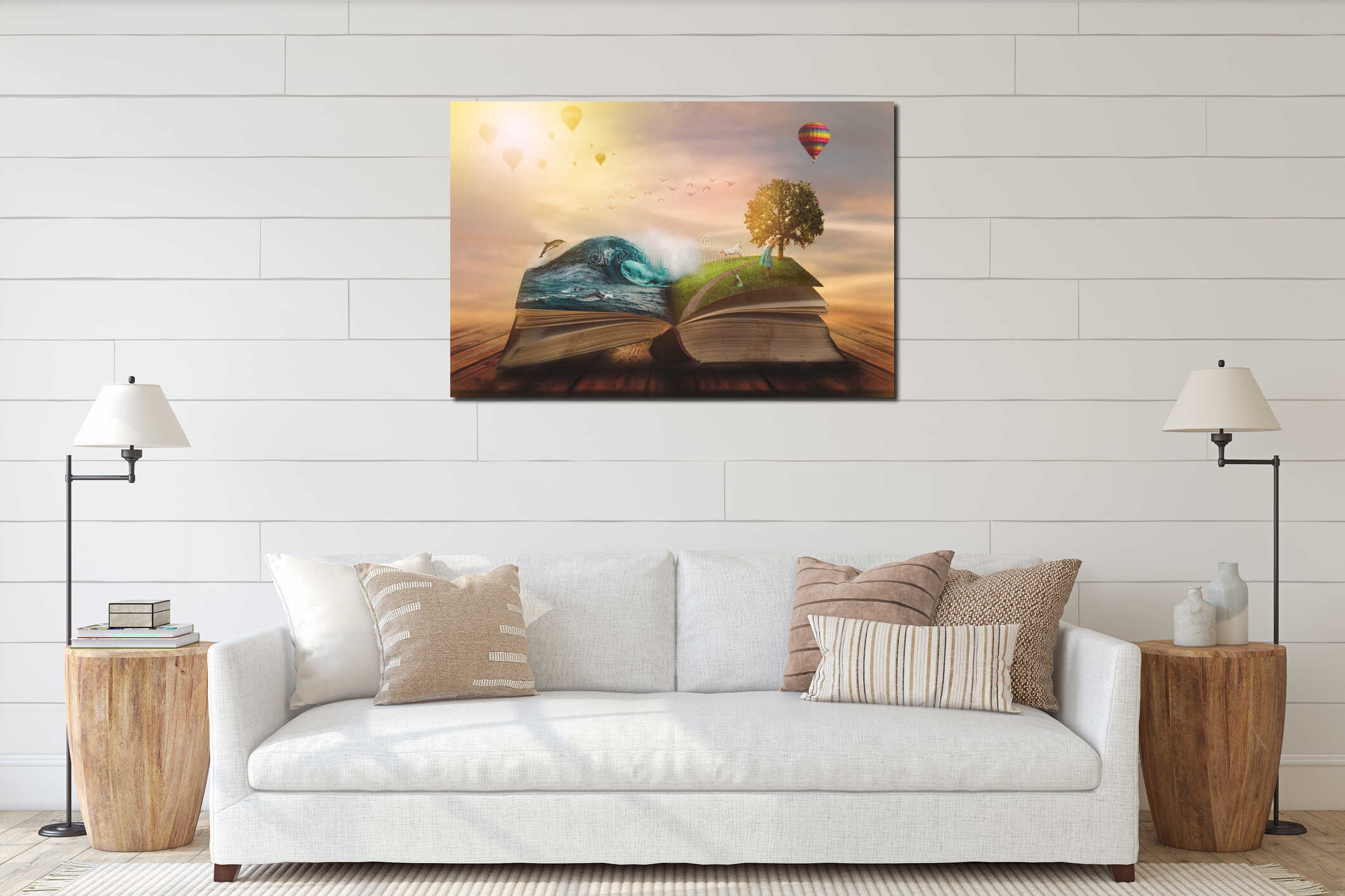 Canvas hanging interior mockup
