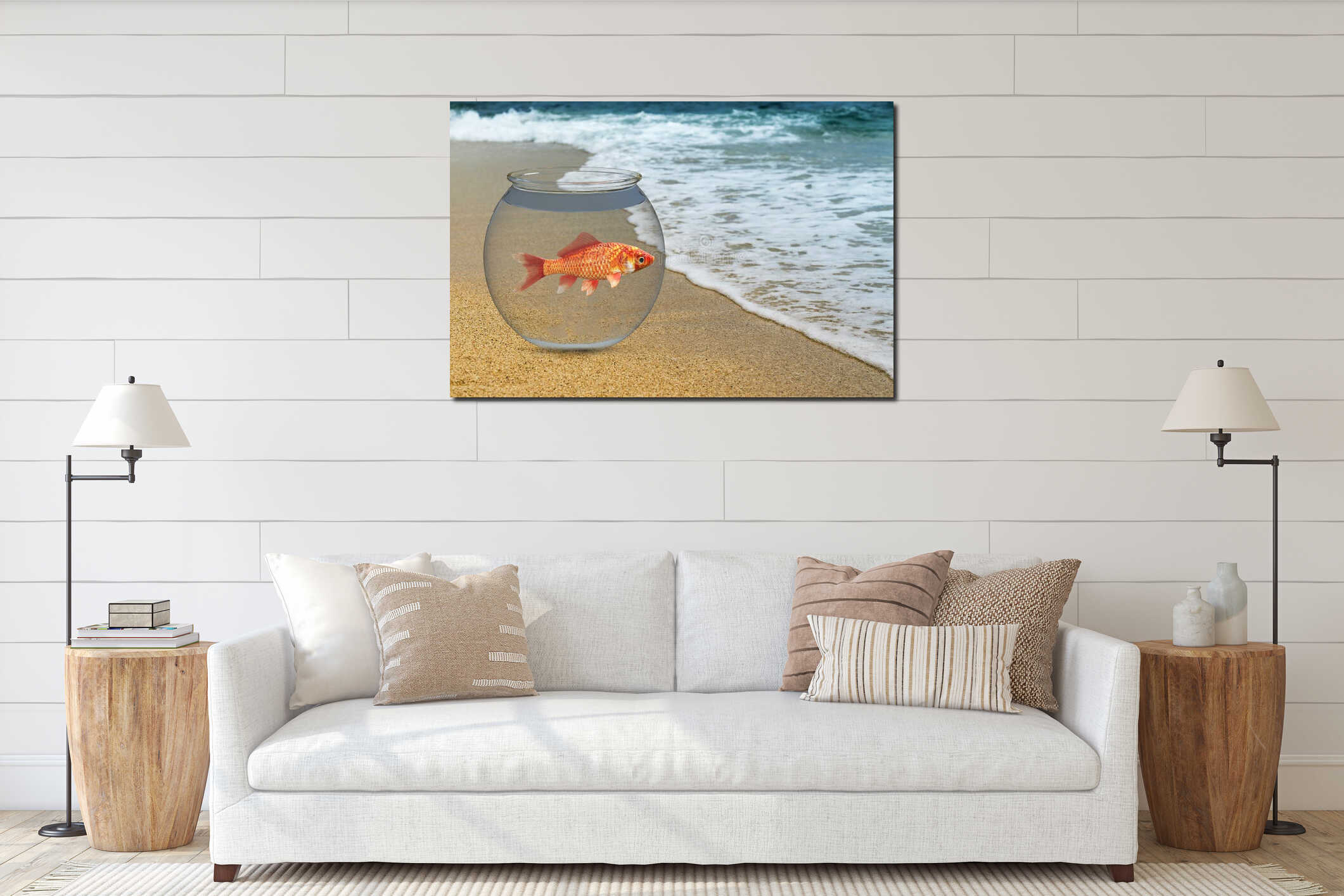 Canvas hanging interior mockup