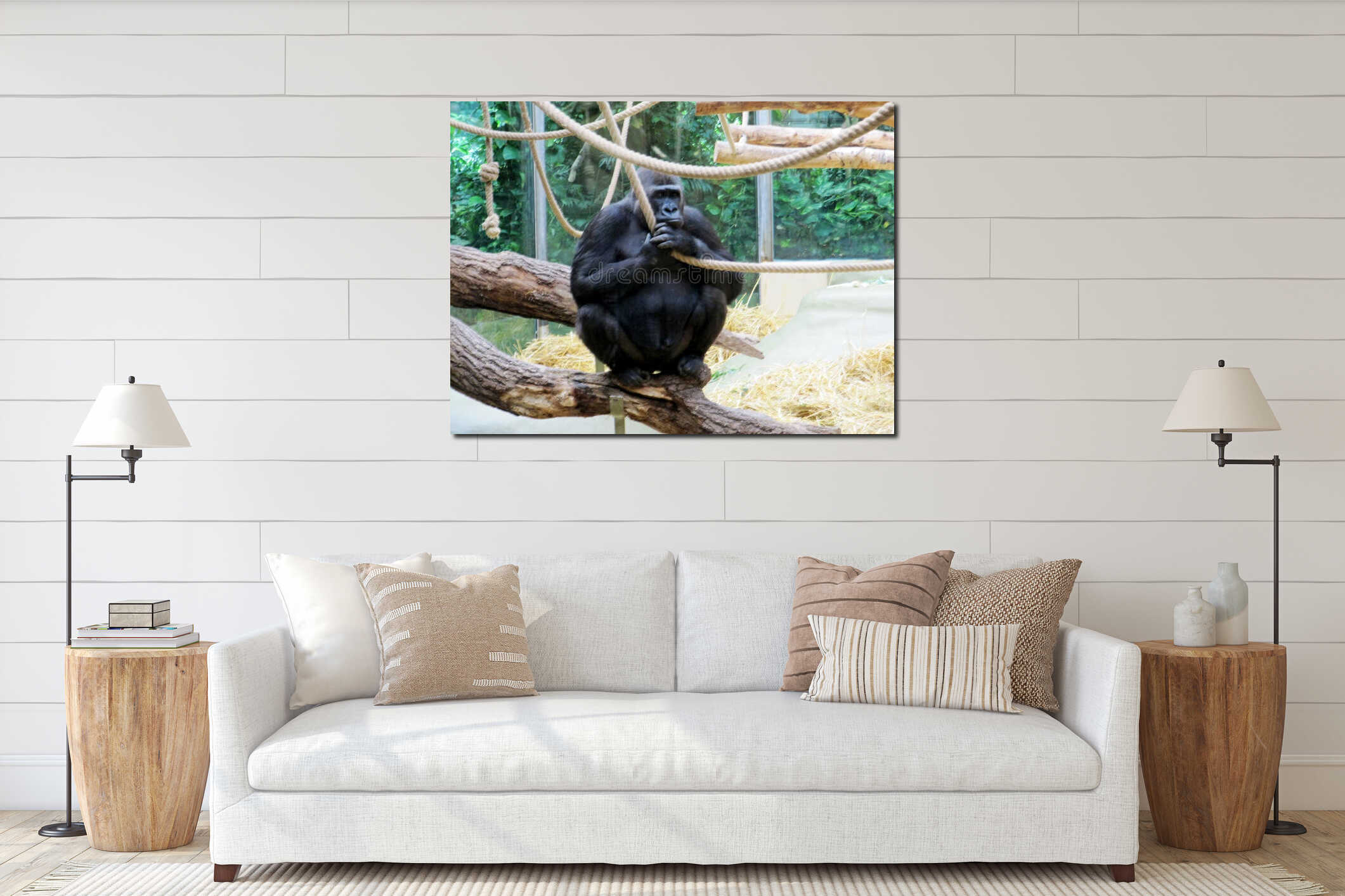 Canvas hanging interior mockup