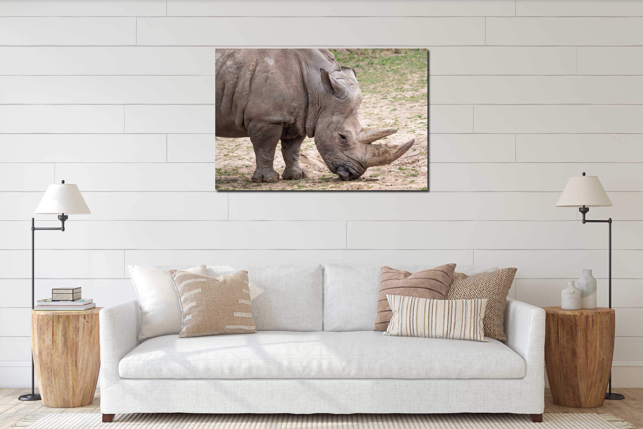 Canvas hanging interior mockup