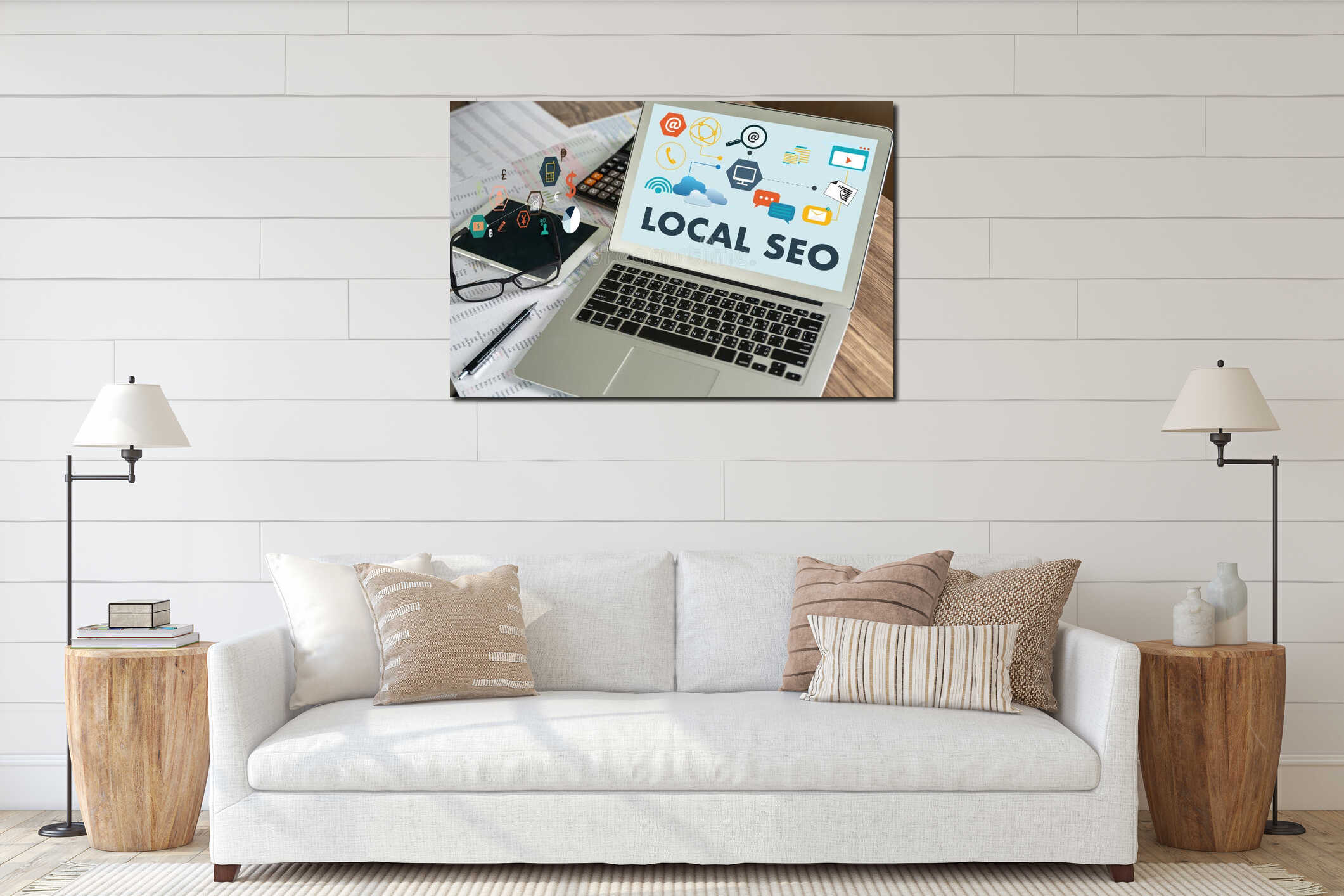 Canvas hanging interior mockup