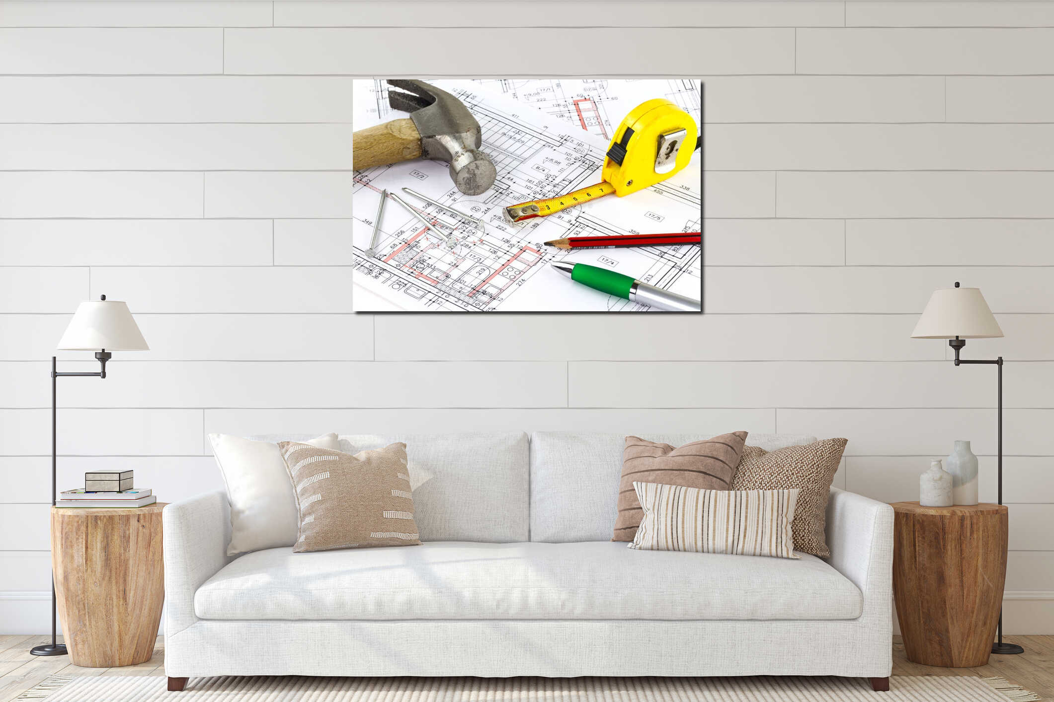 Canvas hanging interior mockup