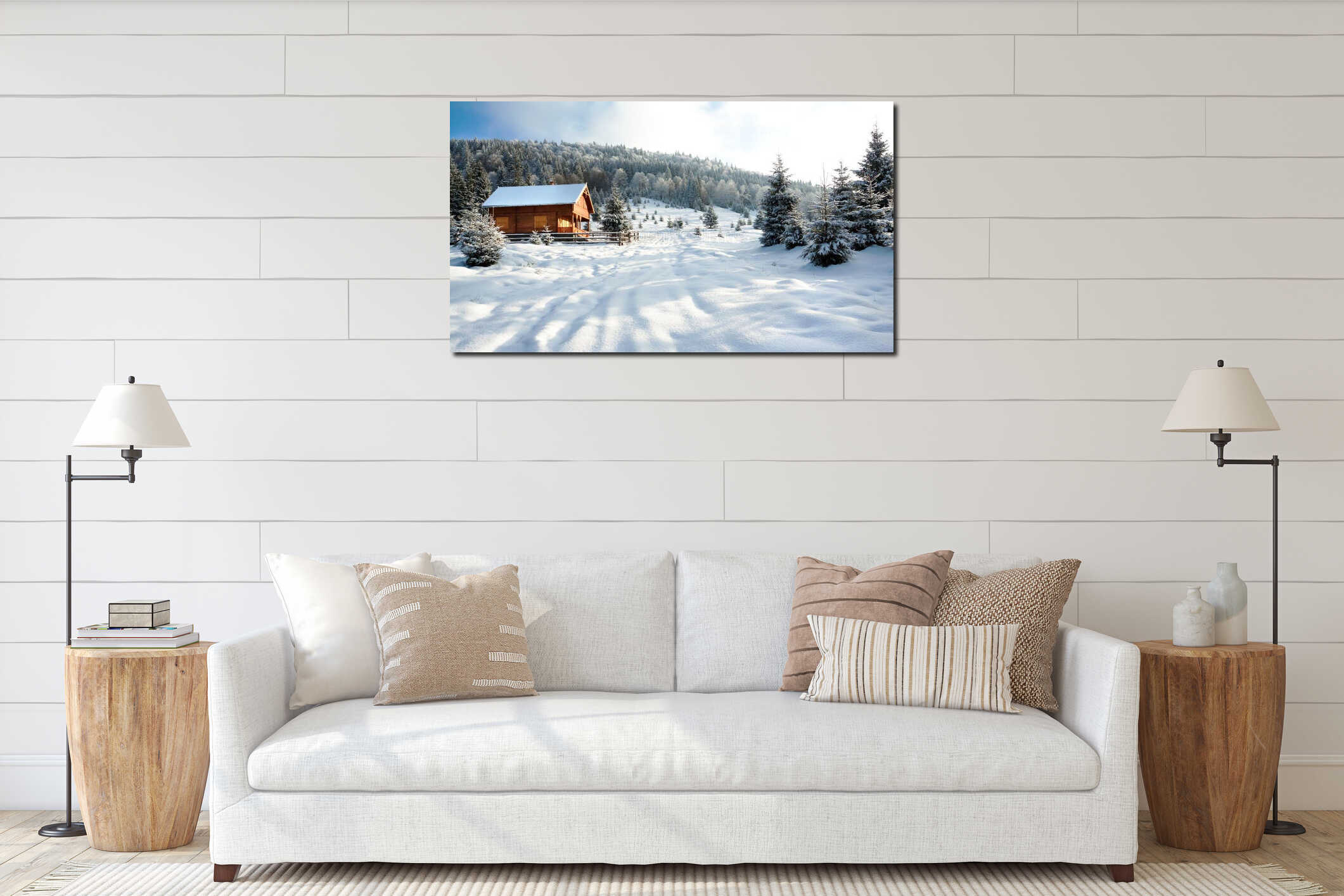 Canvas hanging interior mockup