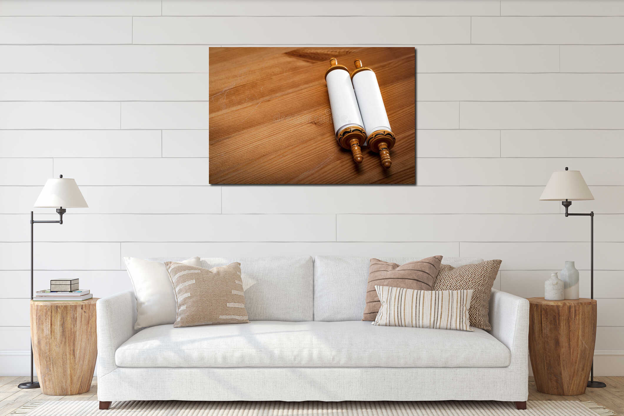 Canvas hanging interior mockup