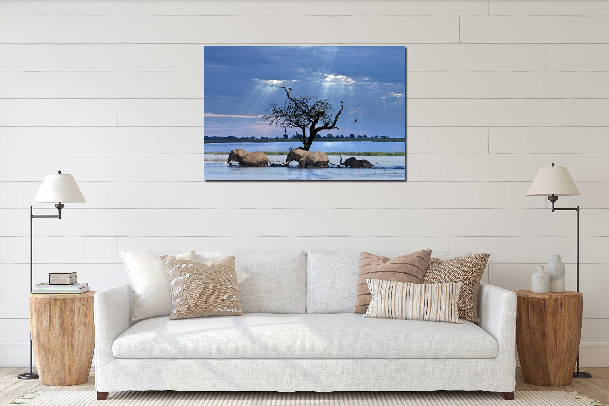 Canvas hanging interior mockup