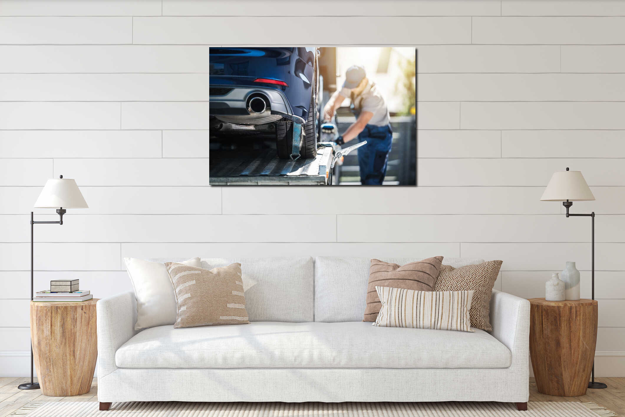Canvas hanging interior mockup
