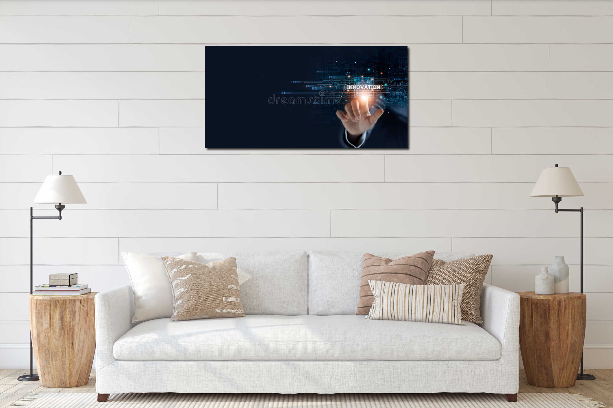 Canvas hanging interior mockup