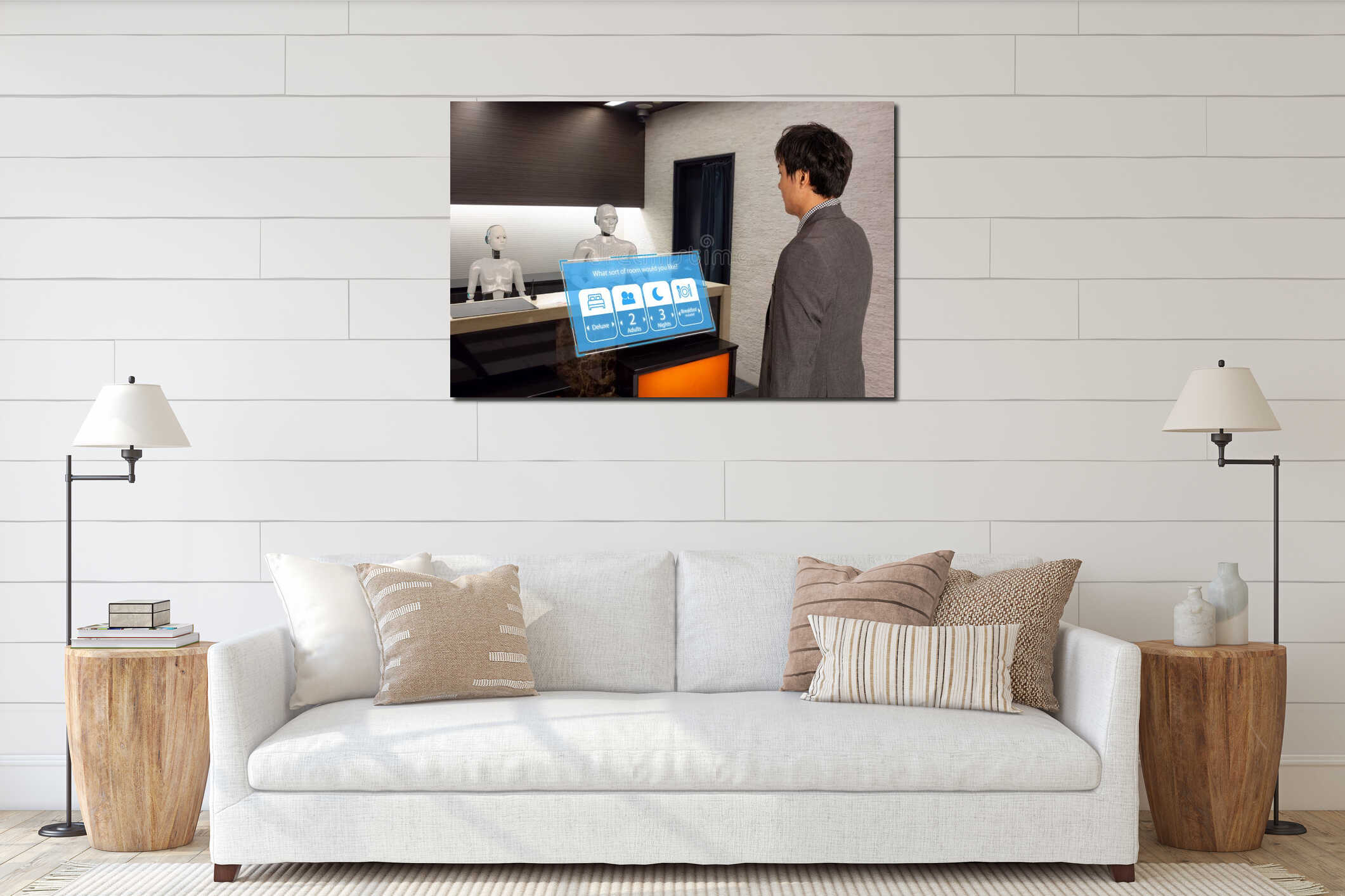 Canvas hanging interior mockup