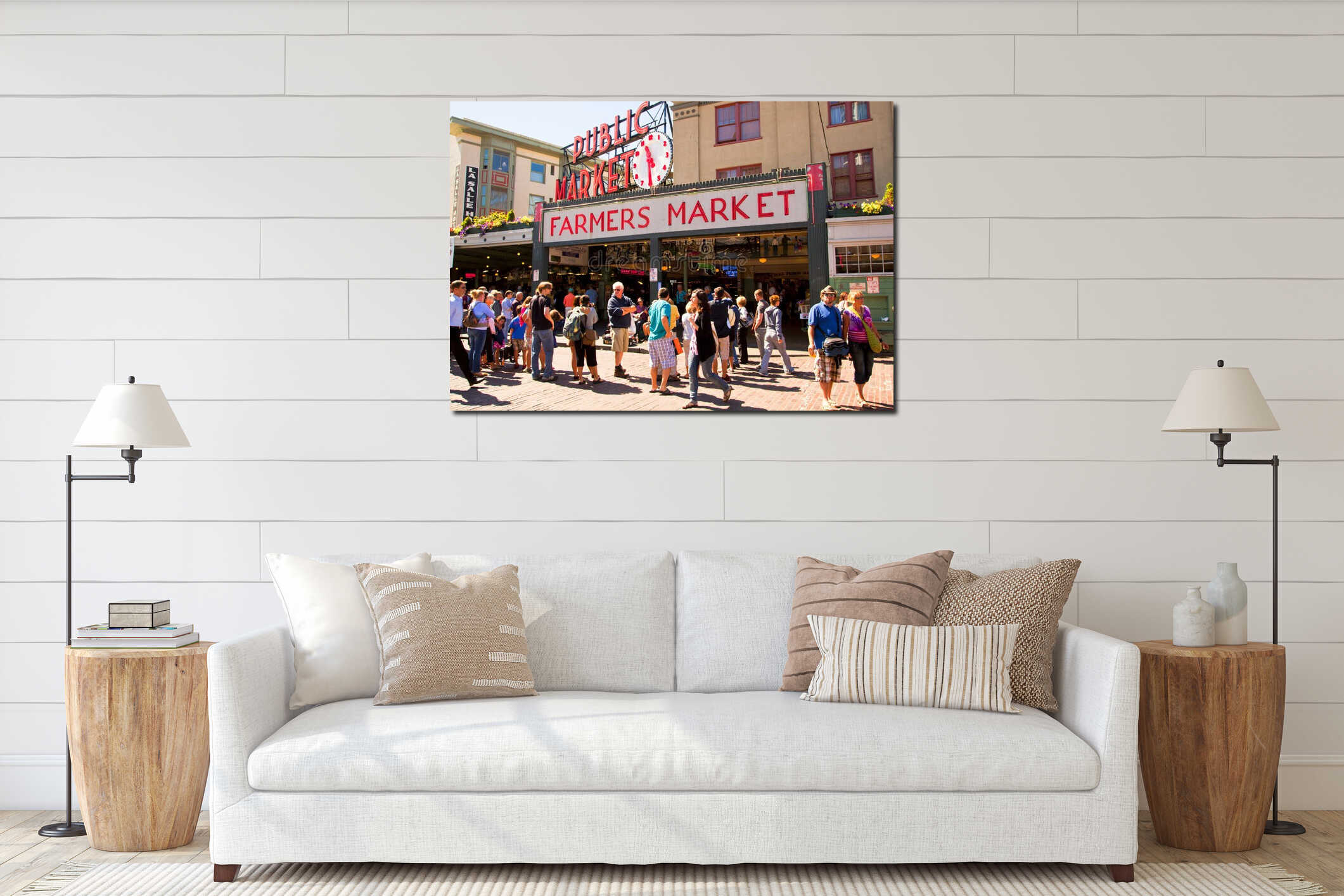 Canvas hanging interior mockup