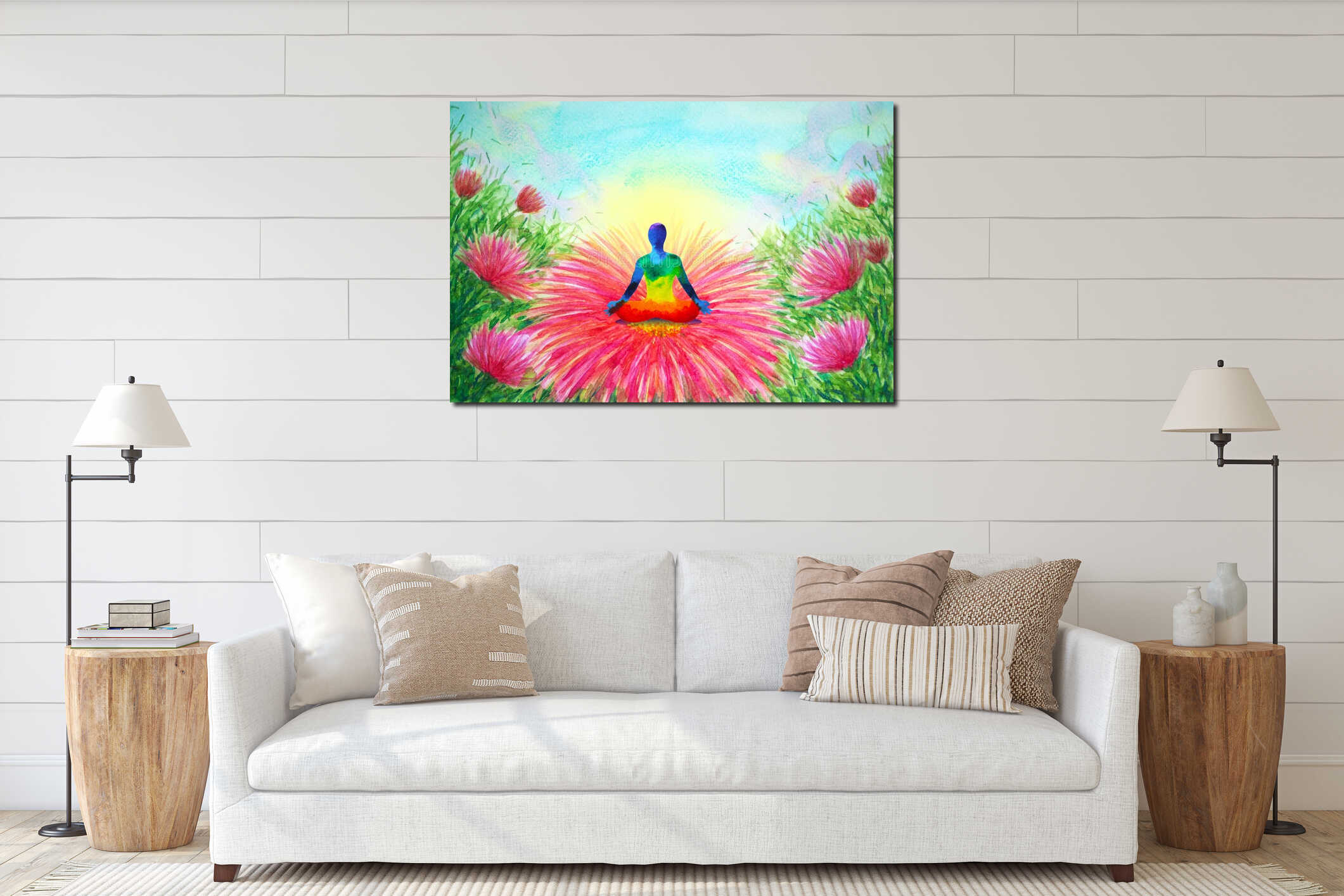 Canvas hanging interior mockup