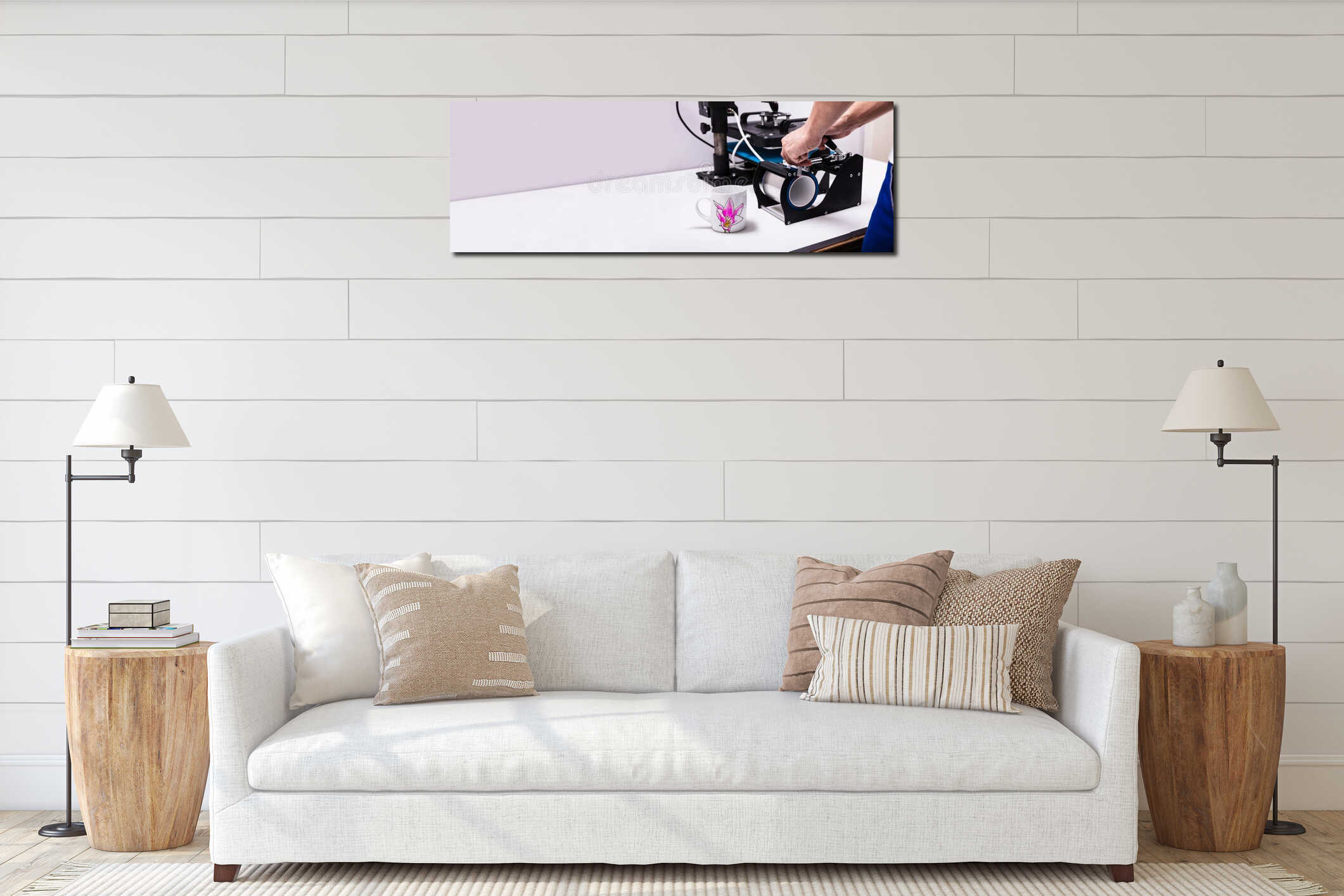 Canvas hanging interior mockup