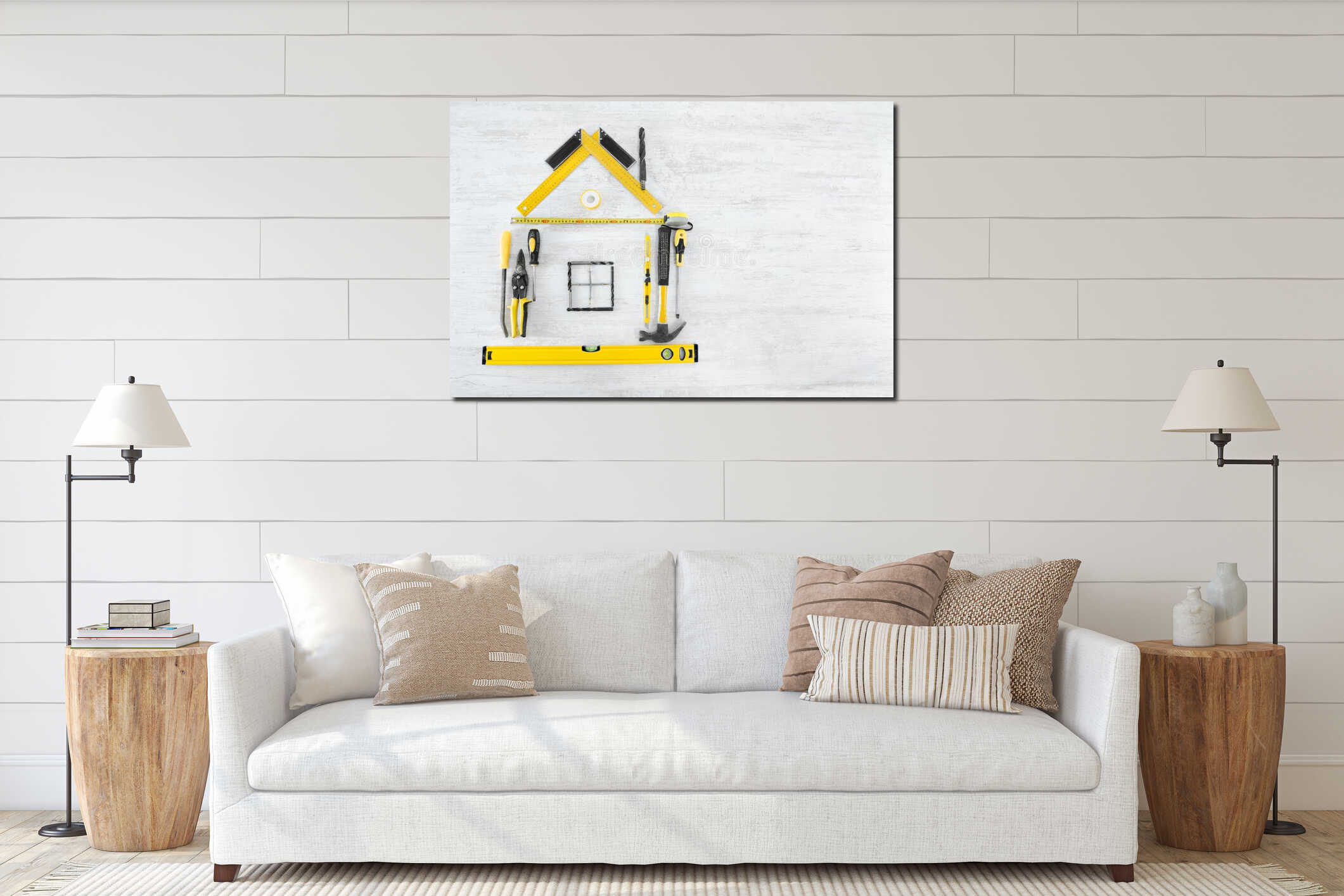 Canvas hanging interior mockup