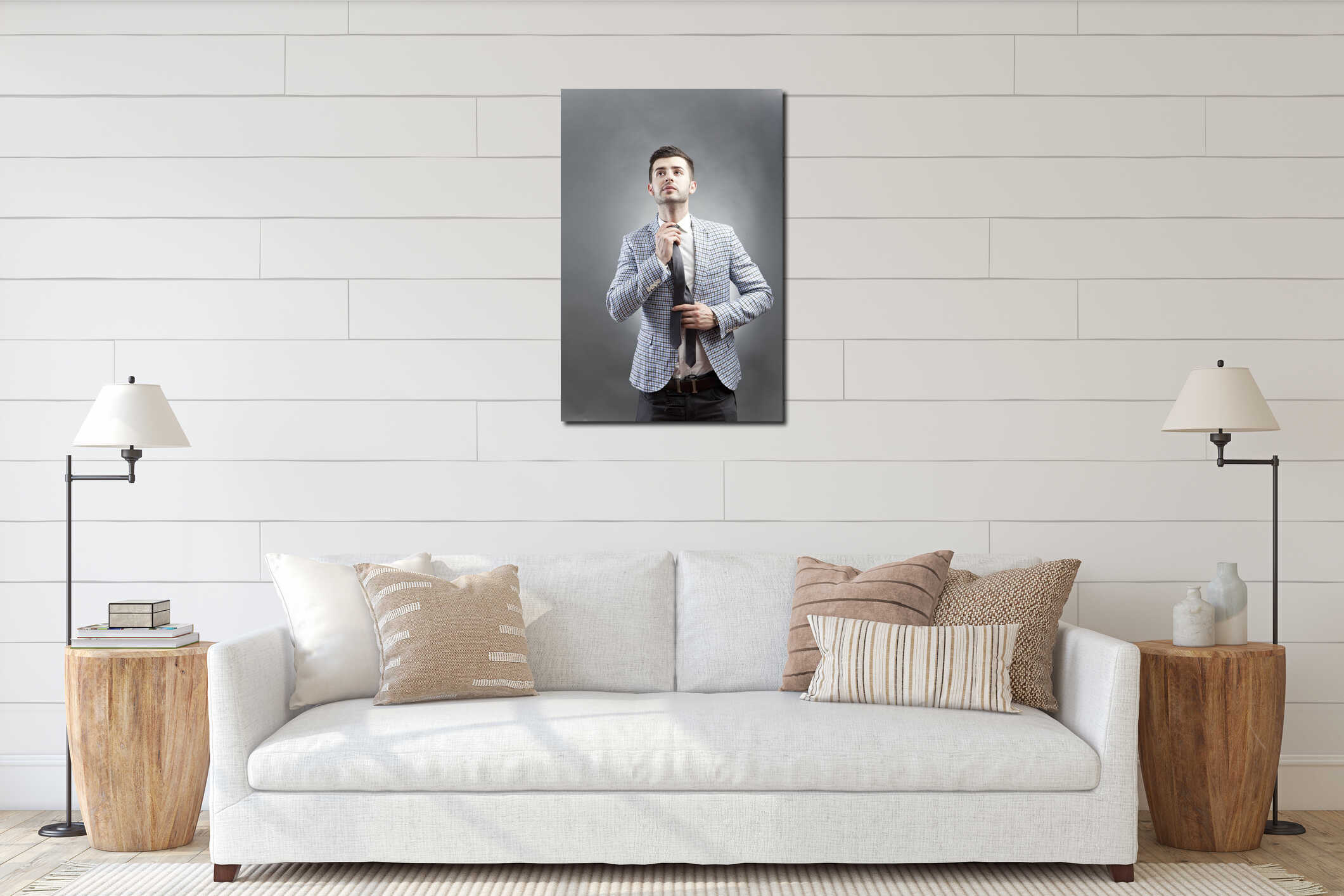 Canvas hanging interior mockup