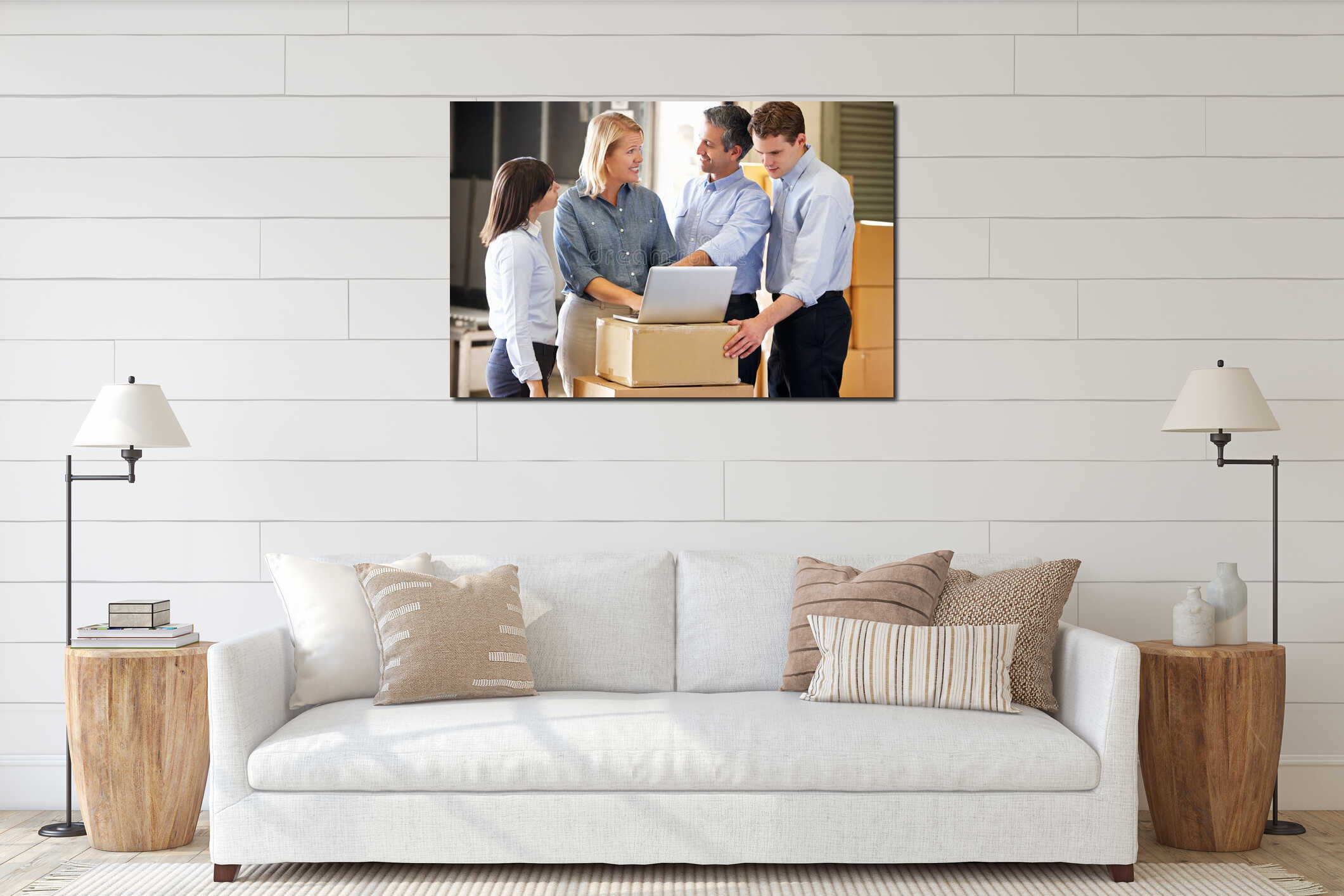 Canvas hanging interior mockup