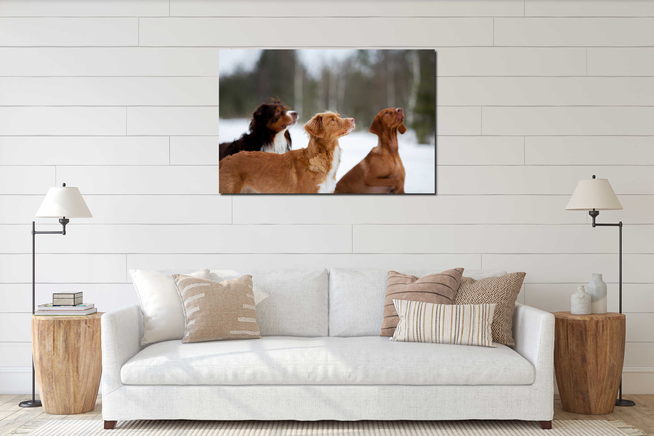 Canvas hanging interior mockup