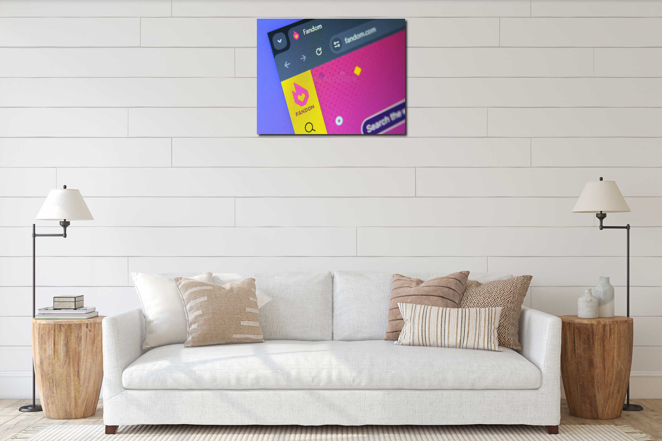 Canvas hanging interior mockup